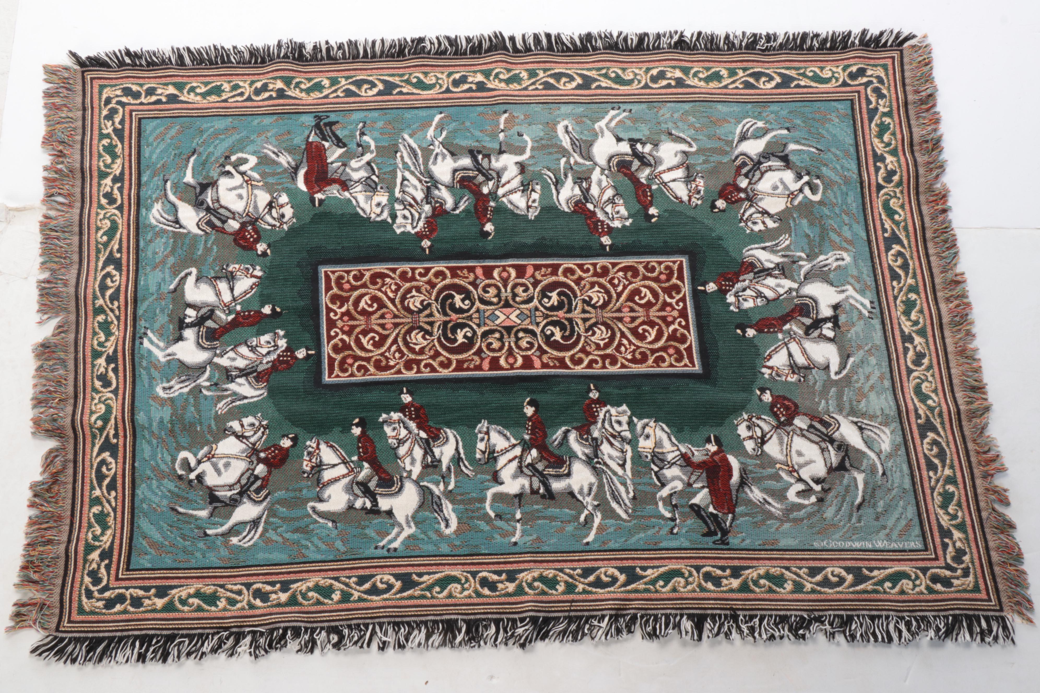 Goodwin Weavers Lipizzaner Horse Motif Throw with Accent Pillow & Luggage Stand