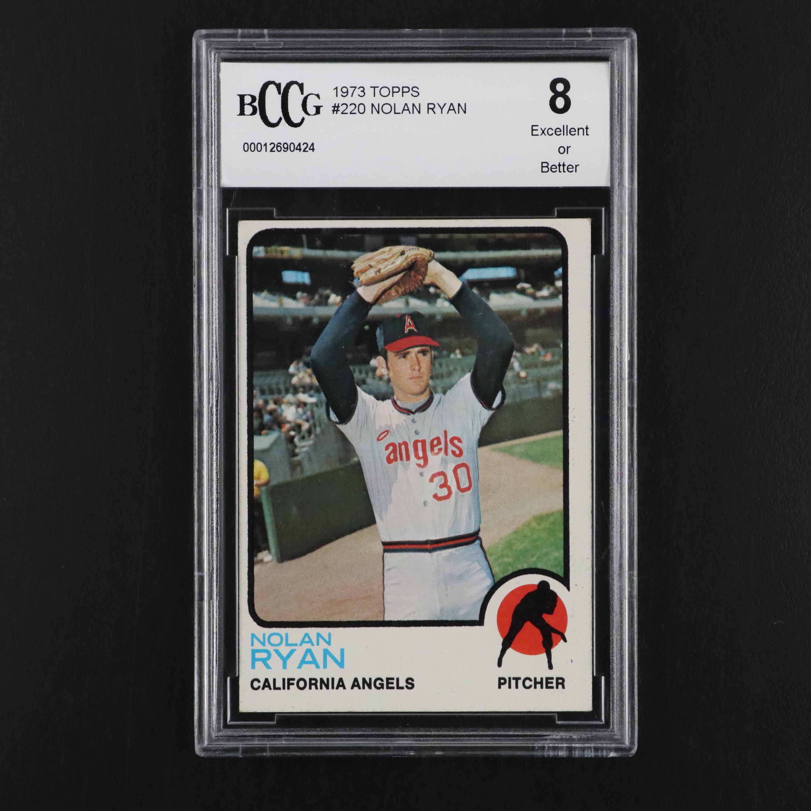 1973 Topps Nolan Ryan California Angels Baseball Card #220 Graded BCCG 8