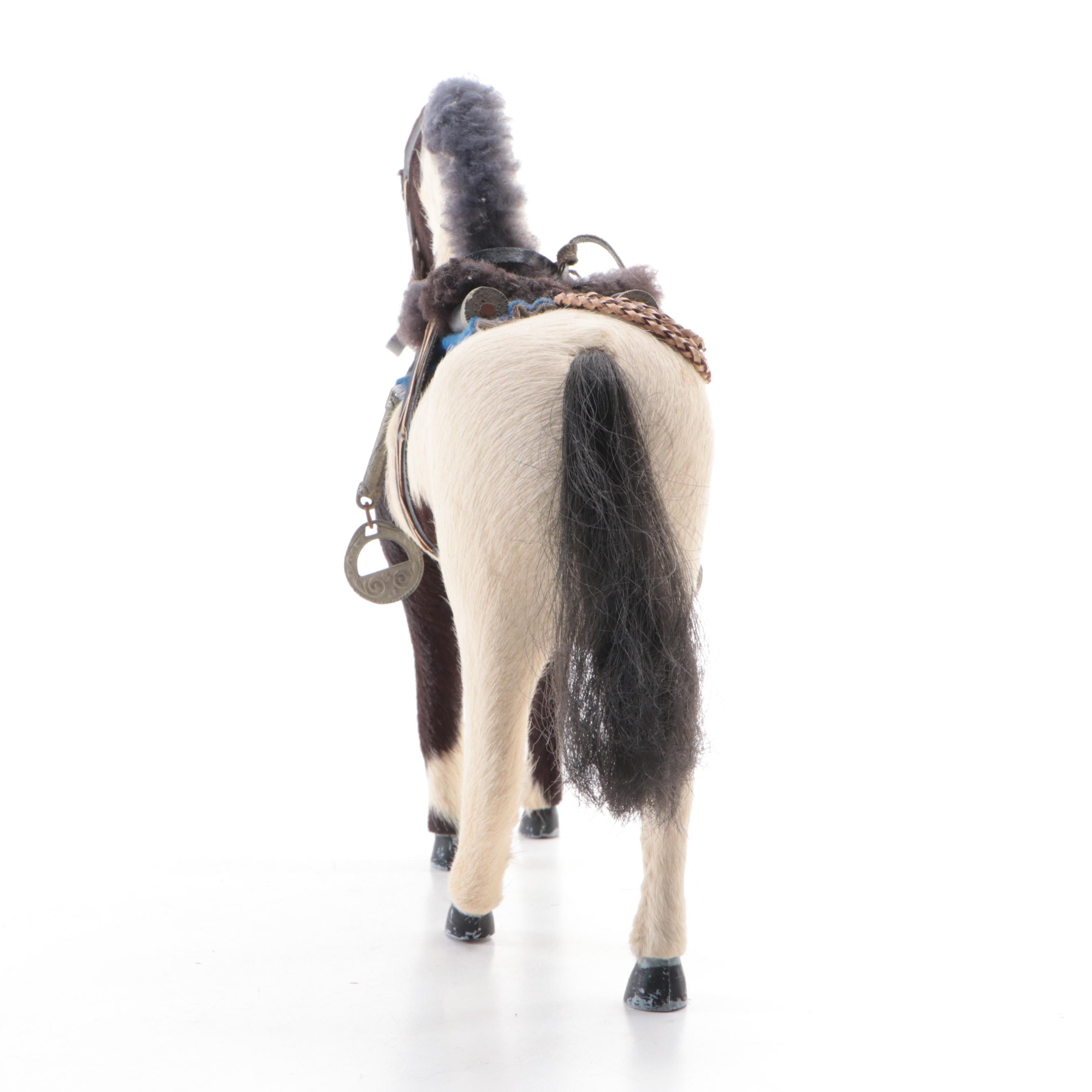 Pony Hair Wrapped Paint Horse Figurine