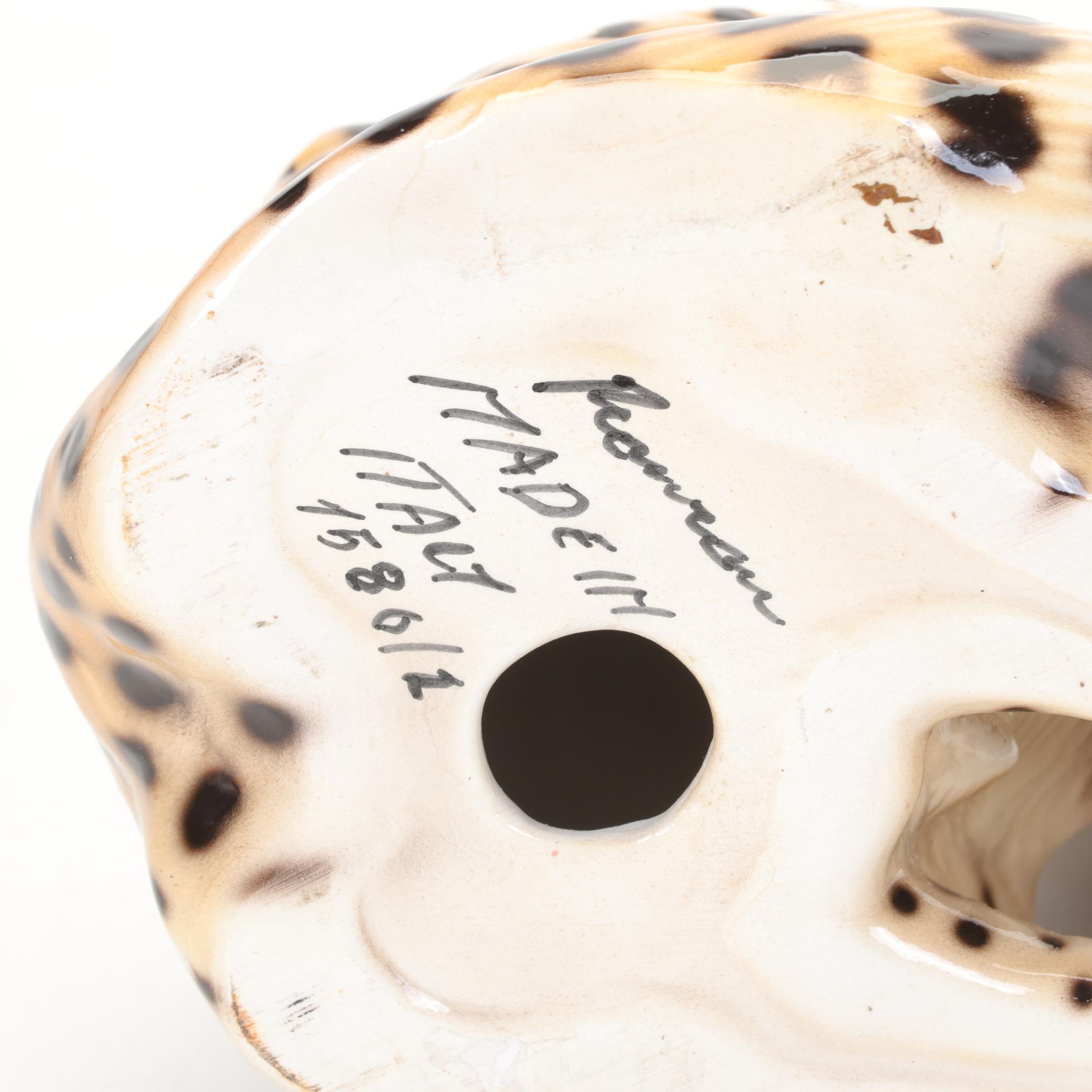 Ronzan Italian Hand-Painted Ceramic Cheetah Figure, Mid to Late 20th Century