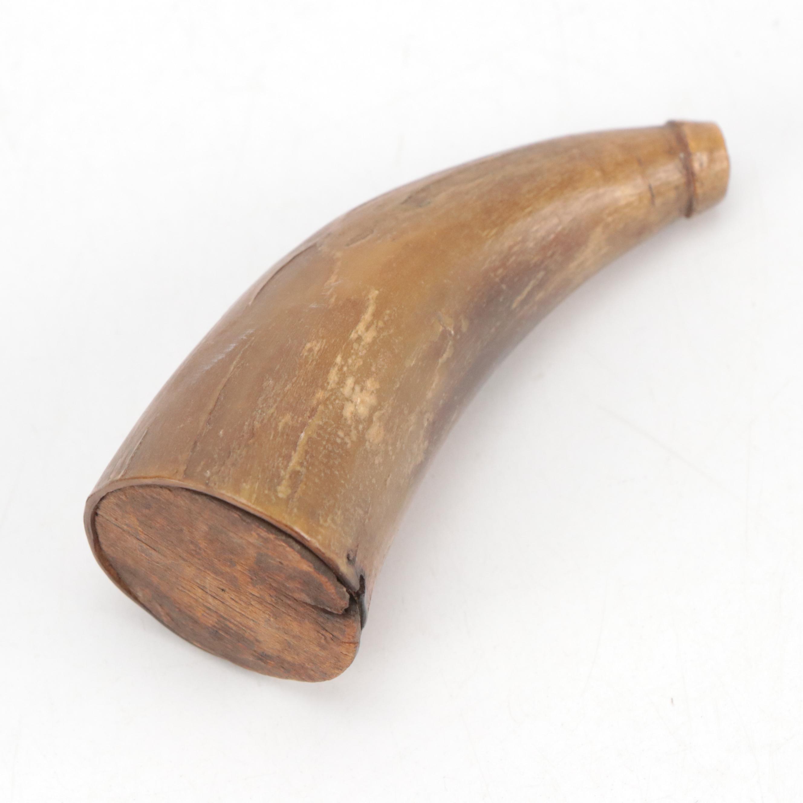 Wooden and Tortoise Shell Boxes with Powder Horn