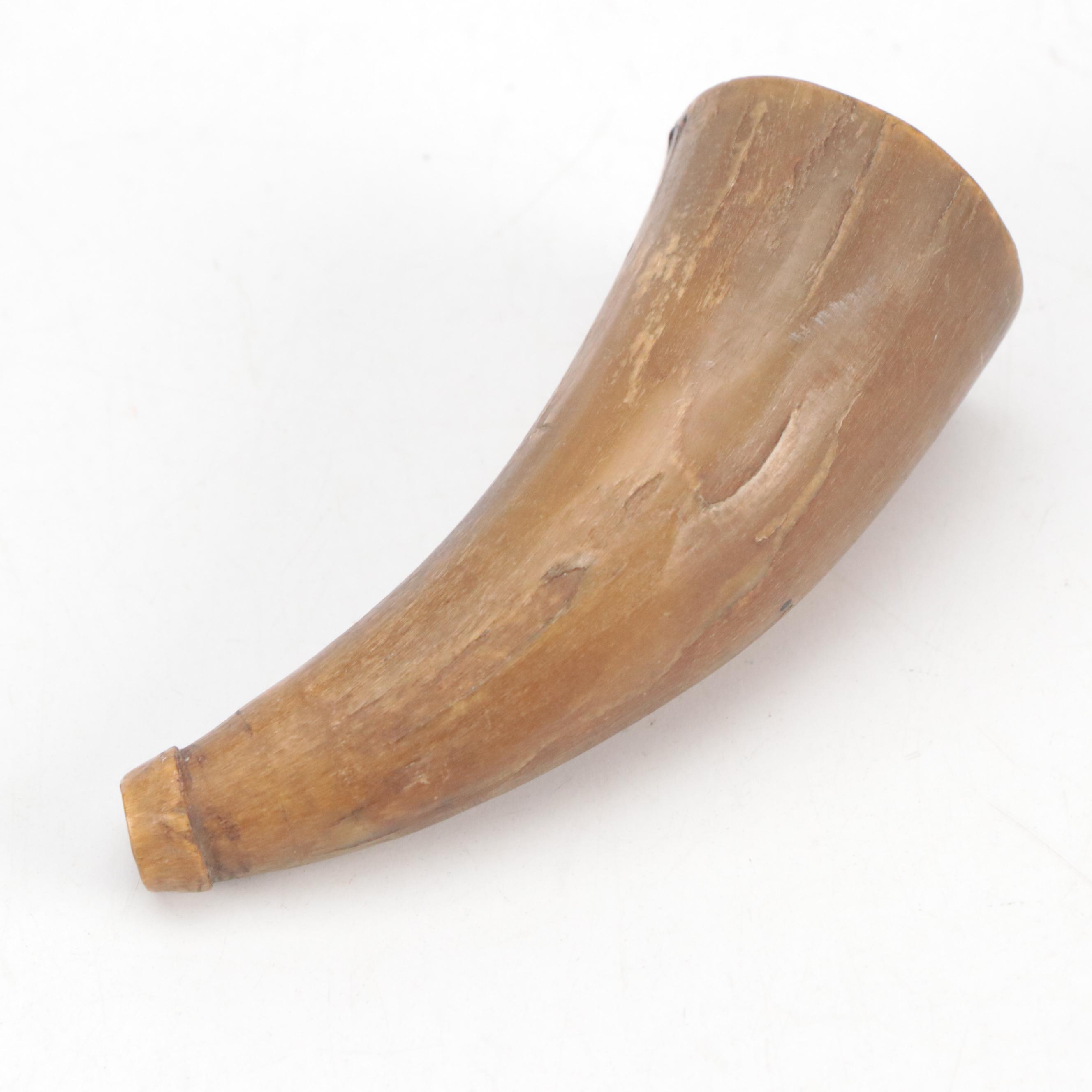 Wooden and Tortoise Shell Boxes with Powder Horn