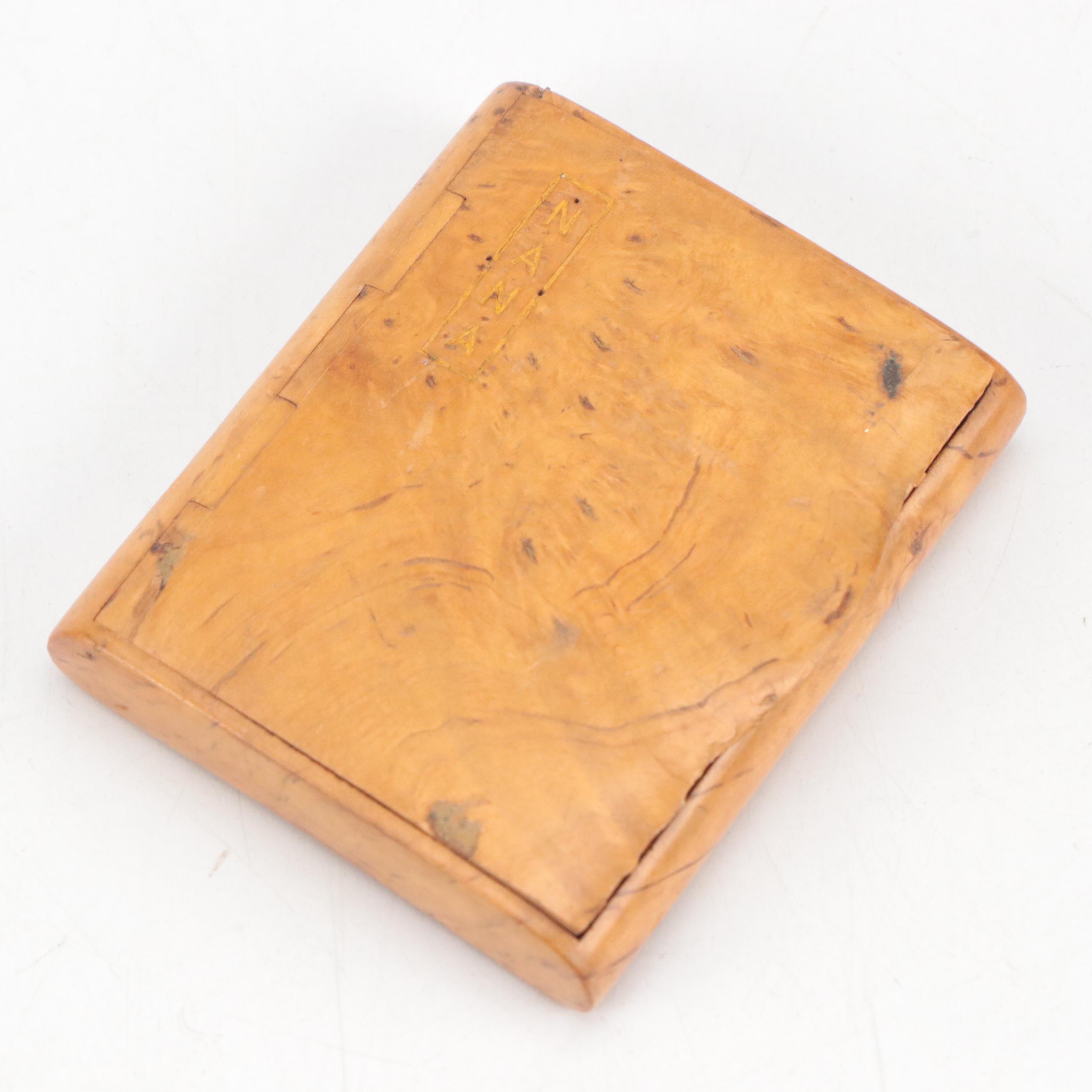 Wooden and Tortoise Shell Boxes with Powder Horn