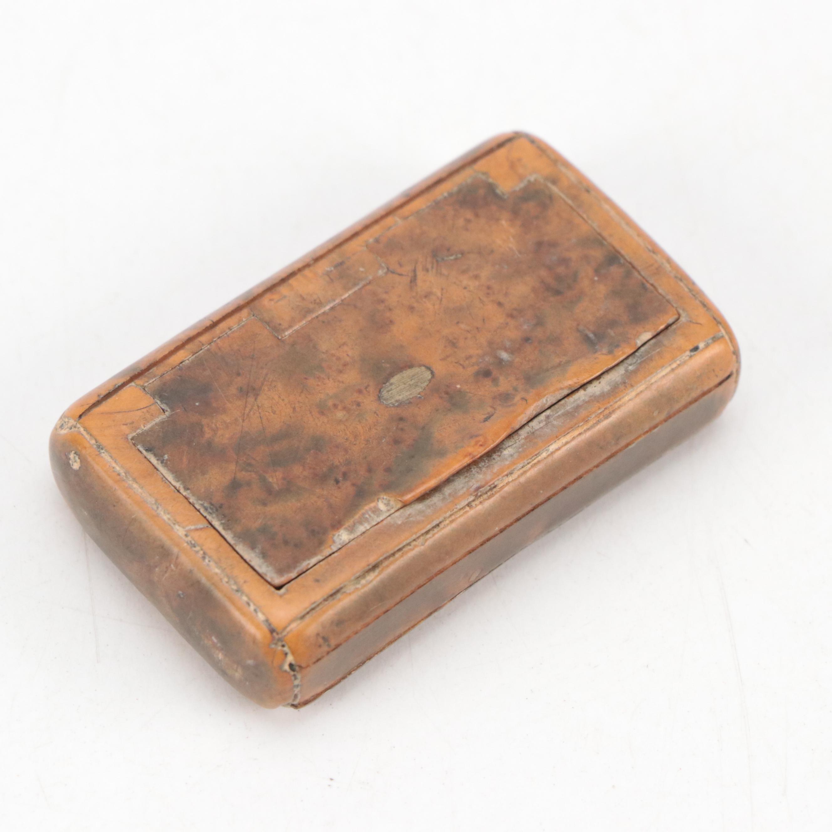 Wooden and Tortoise Shell Boxes with Powder Horn