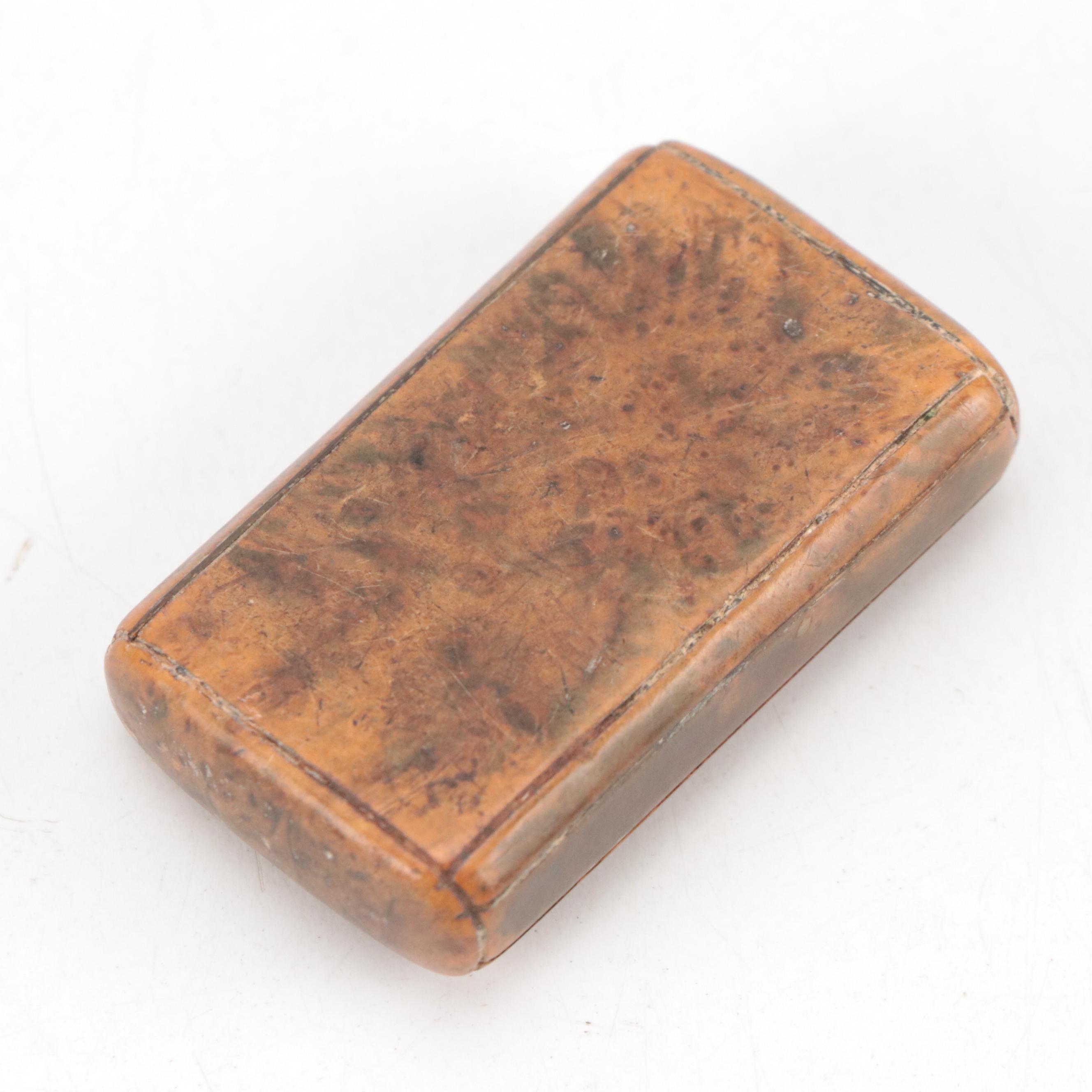 Wooden and Tortoise Shell Boxes with Powder Horn