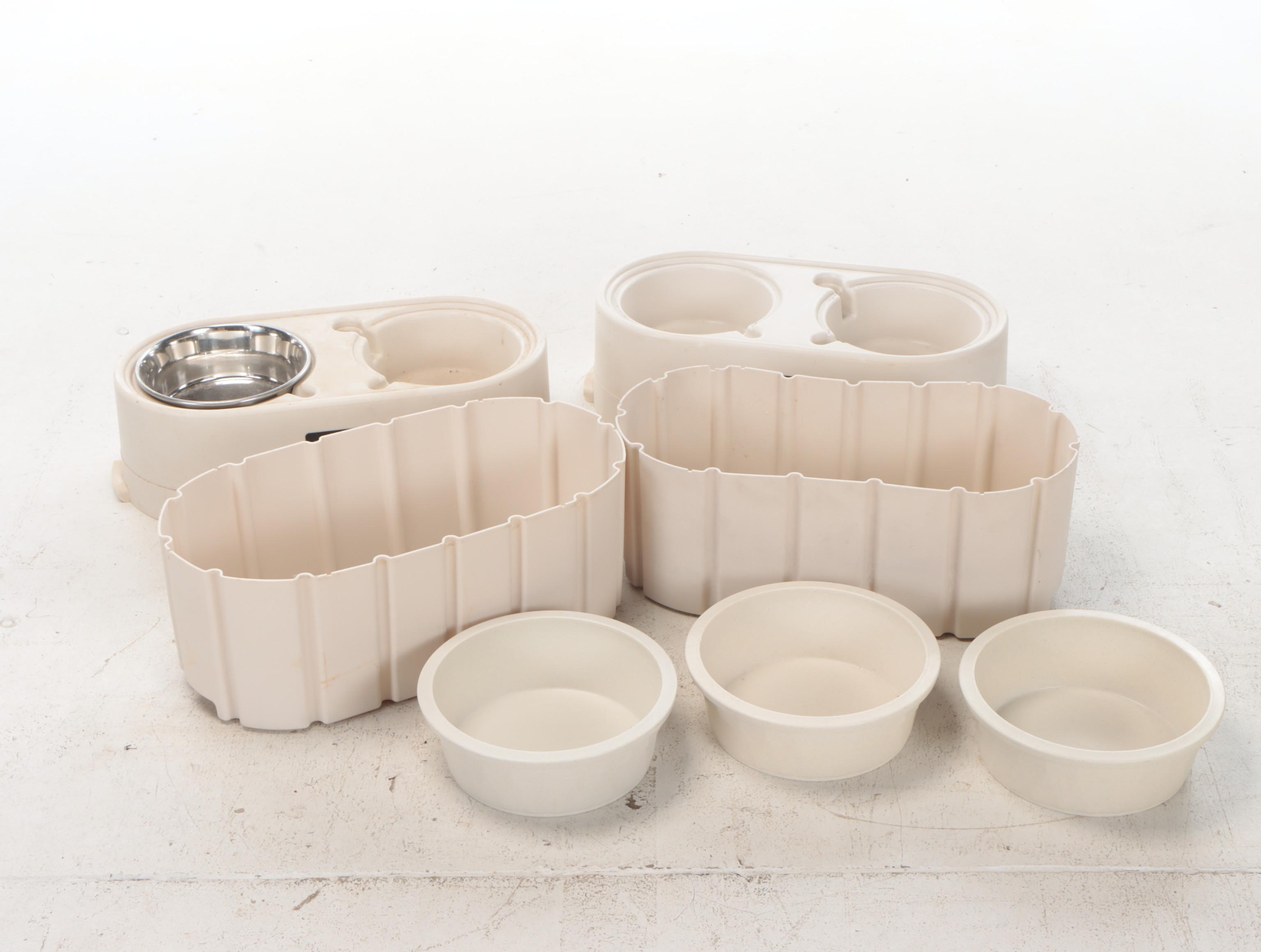 Plastic Large Dog Food Bowls and Stands with Collapsible Metal Cages