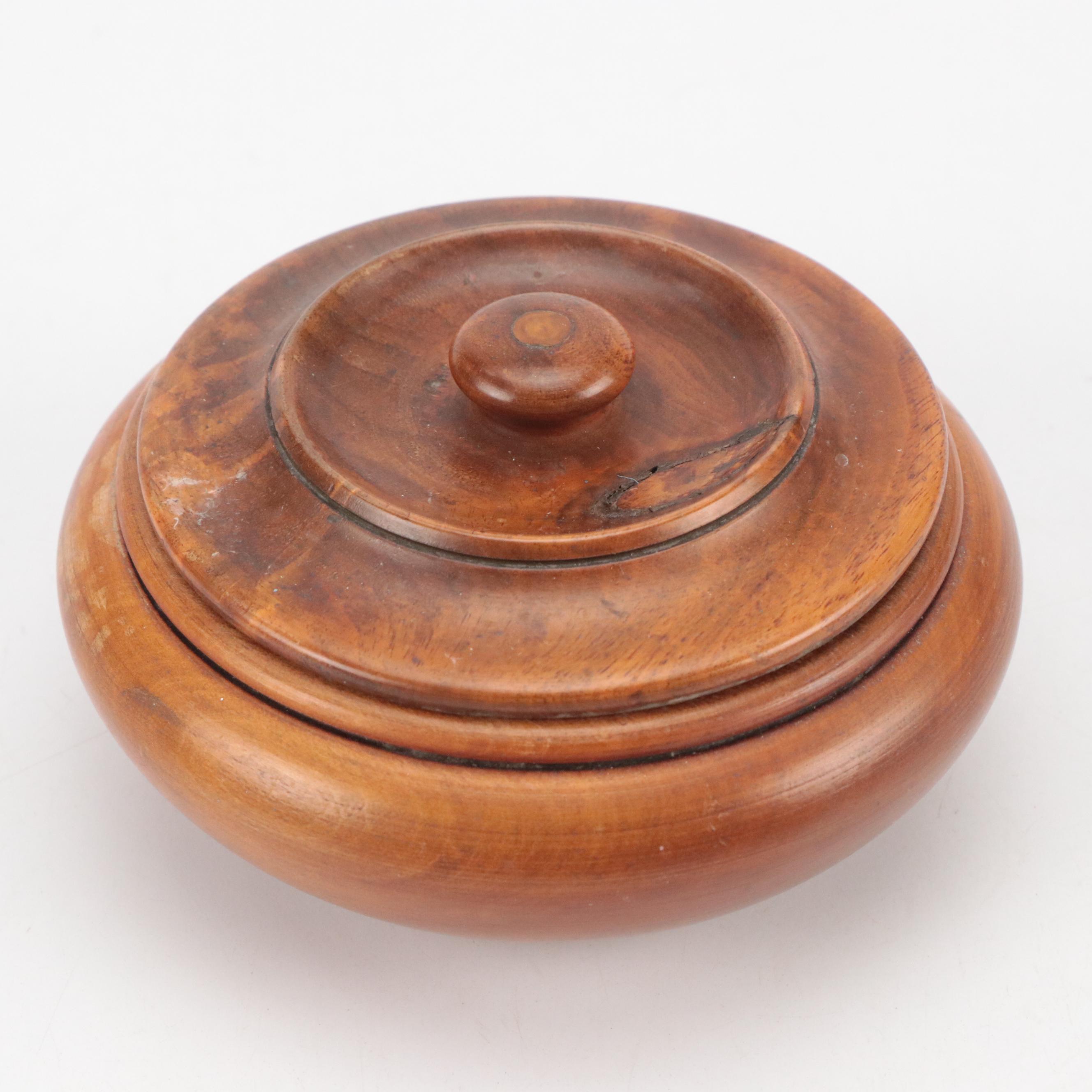 English, French and American Burl Wood and Other Treenware Lidded Boxes