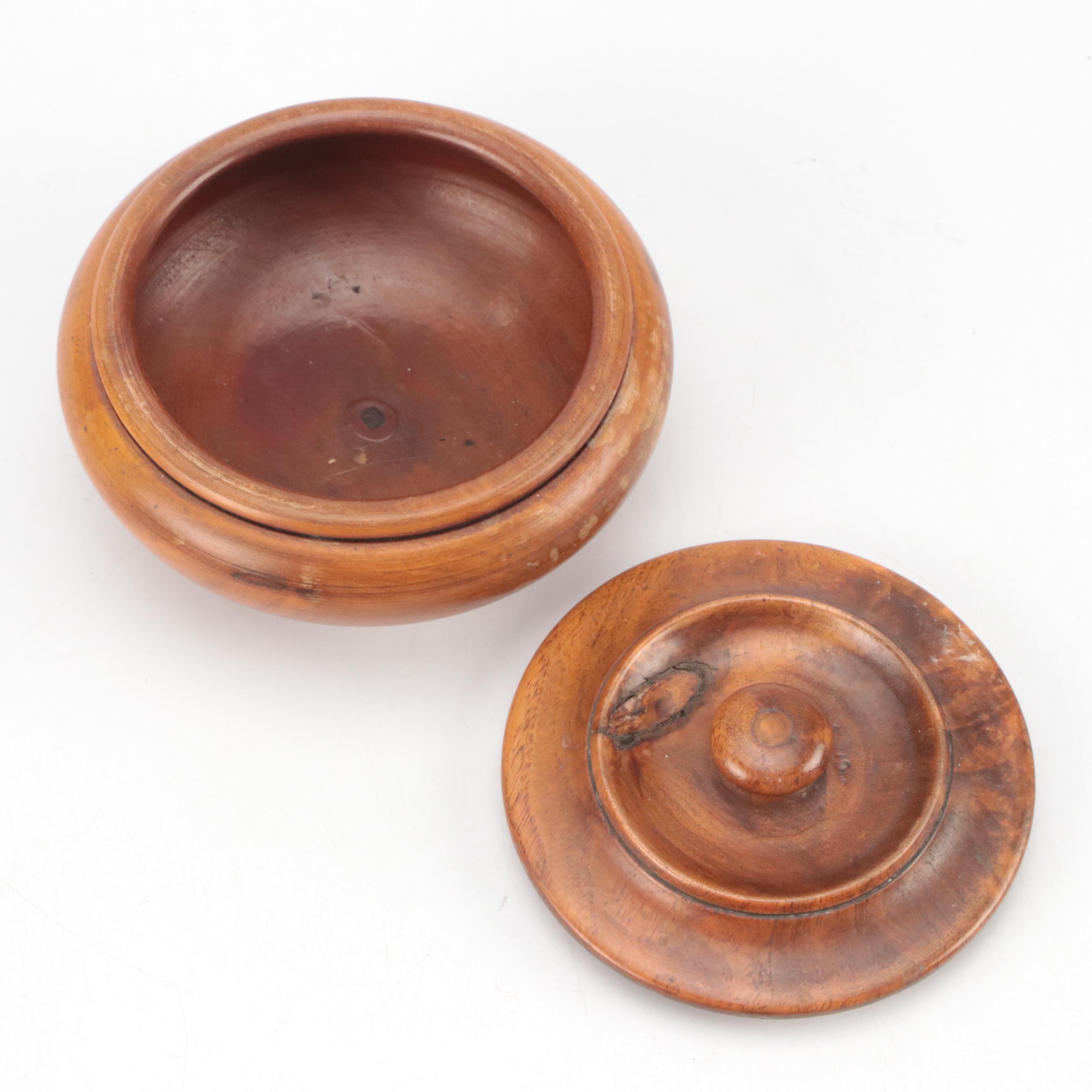 English, French and American Burl Wood and Other Treenware Lidded Boxes