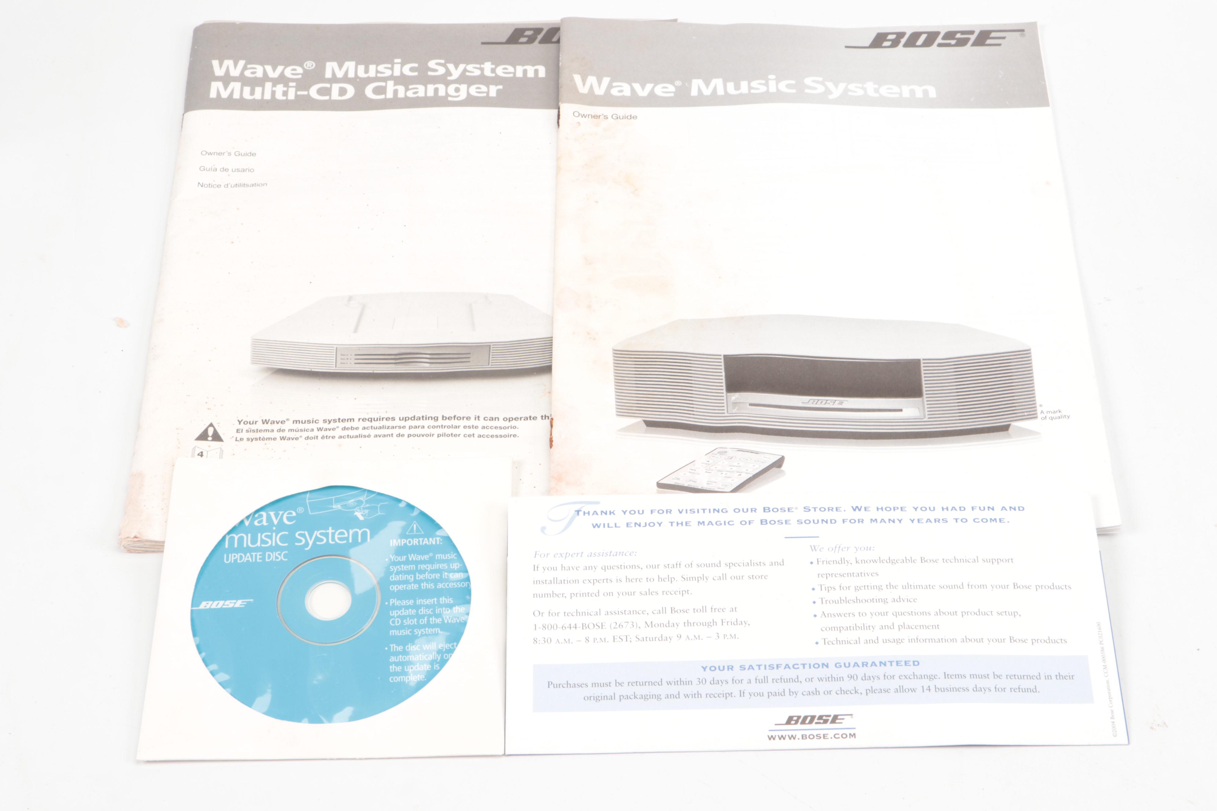 Bose Wave Music System with Multi-CD Changer Accessory and Remotes, Manuals