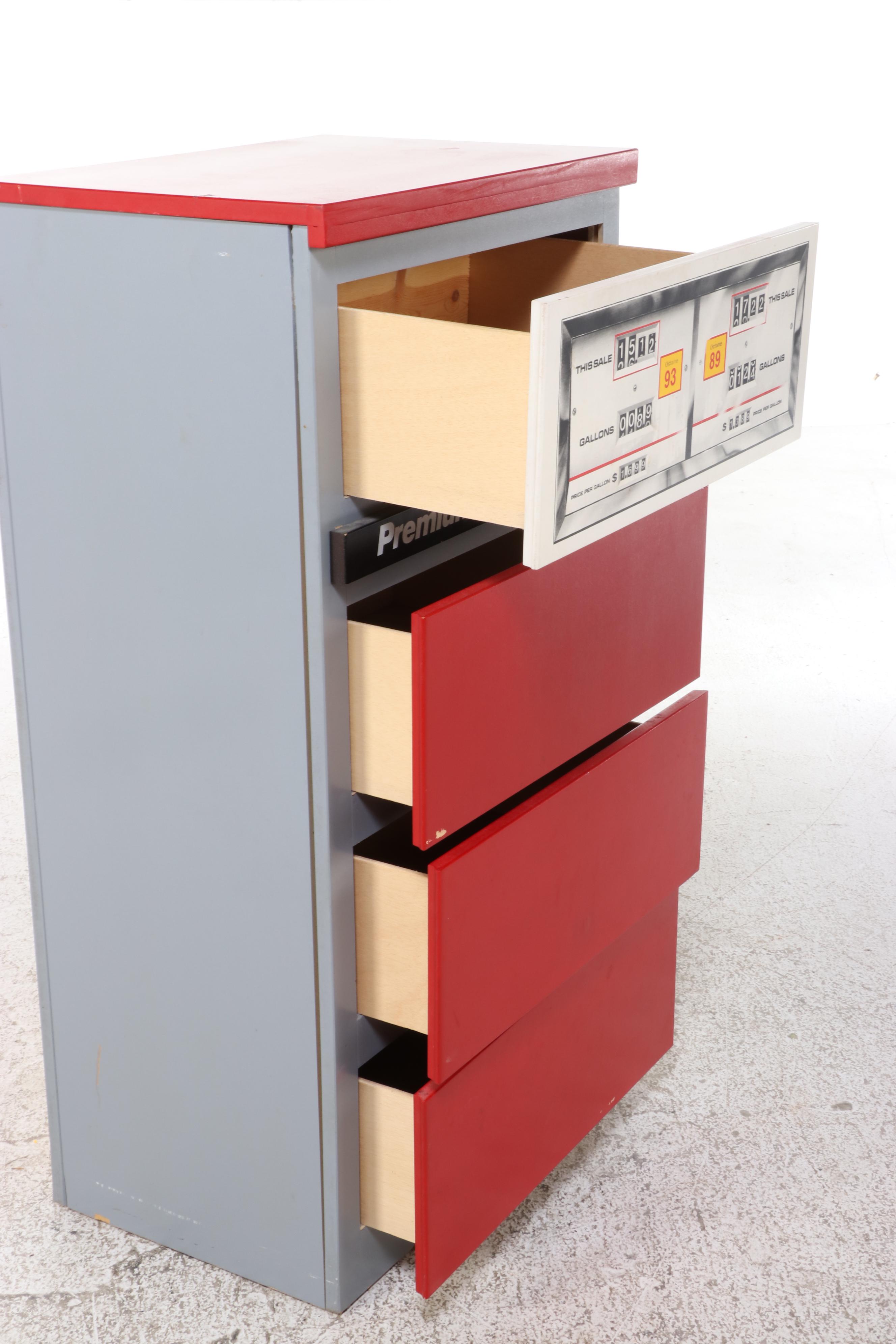 Wooden Gas Pump Chest of Drawers