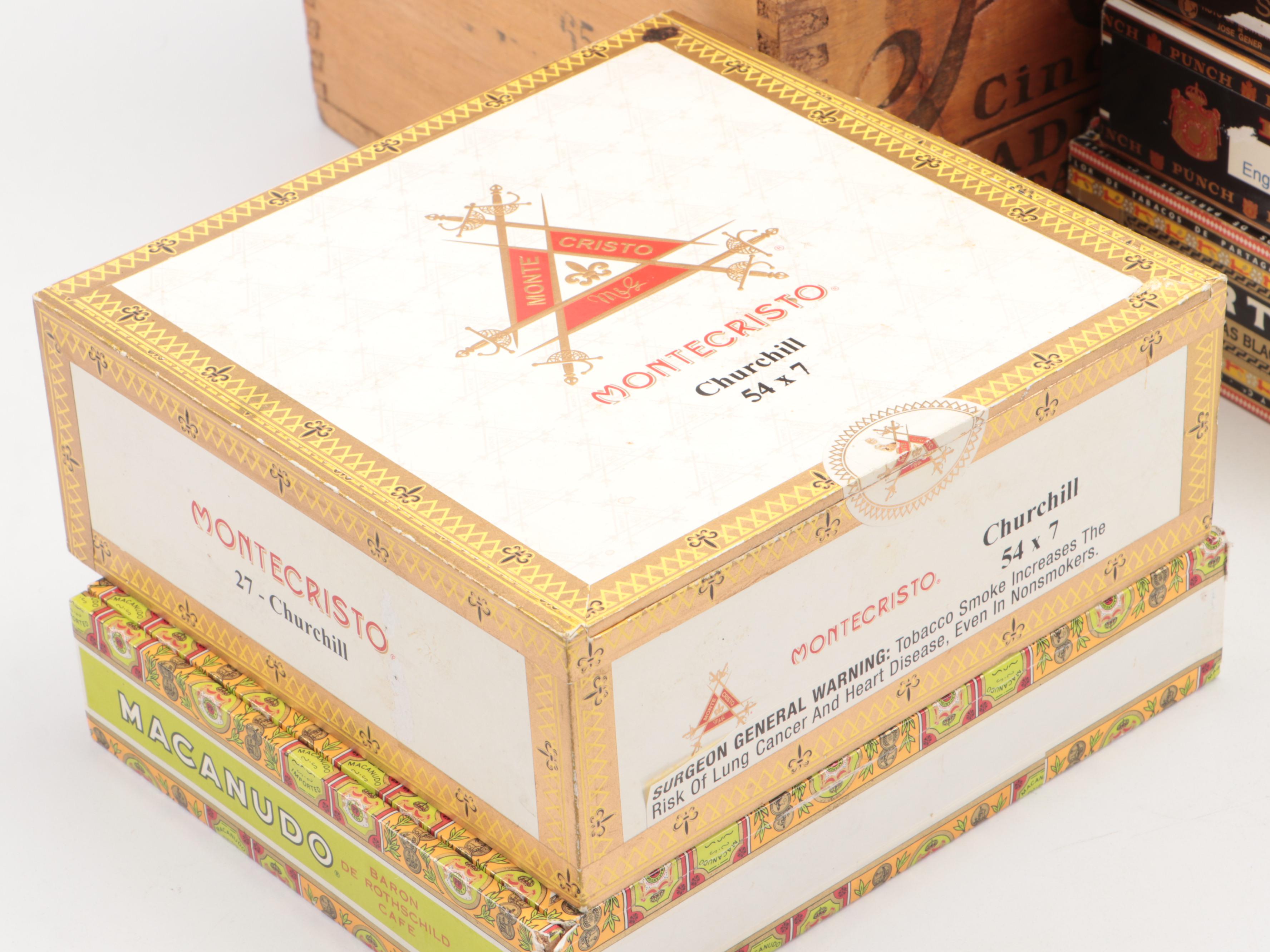 The Peter Cartridge Co. Wood Crate with Other Wooden Cigar Boxes