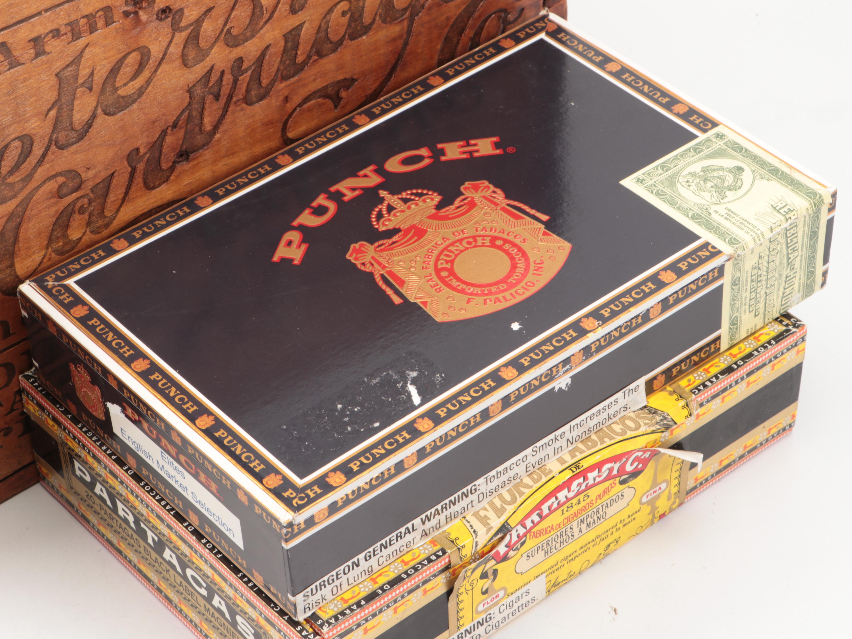 The Peter Cartridge Co. Wood Crate with Other Wooden Cigar Boxes