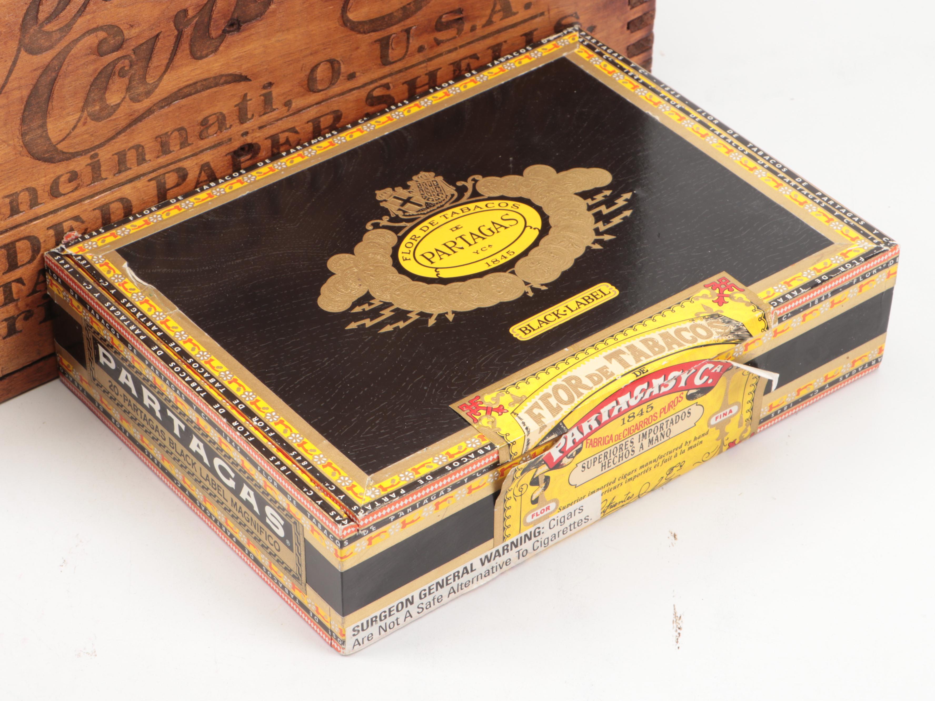 The Peter Cartridge Co. Wood Crate with Other Wooden Cigar Boxes