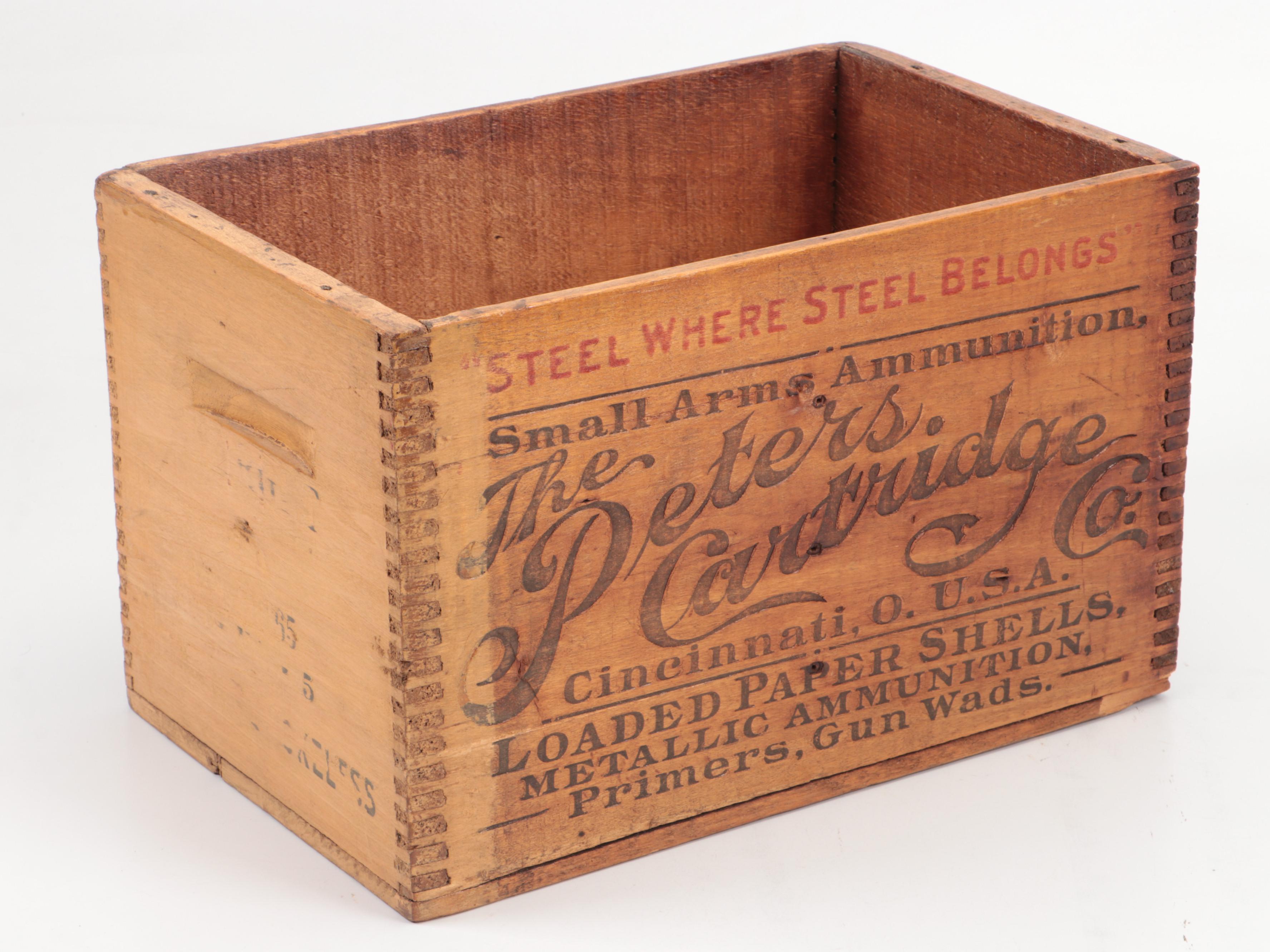 The Peter Cartridge Co. Wood Crate with Other Wooden Cigar Boxes