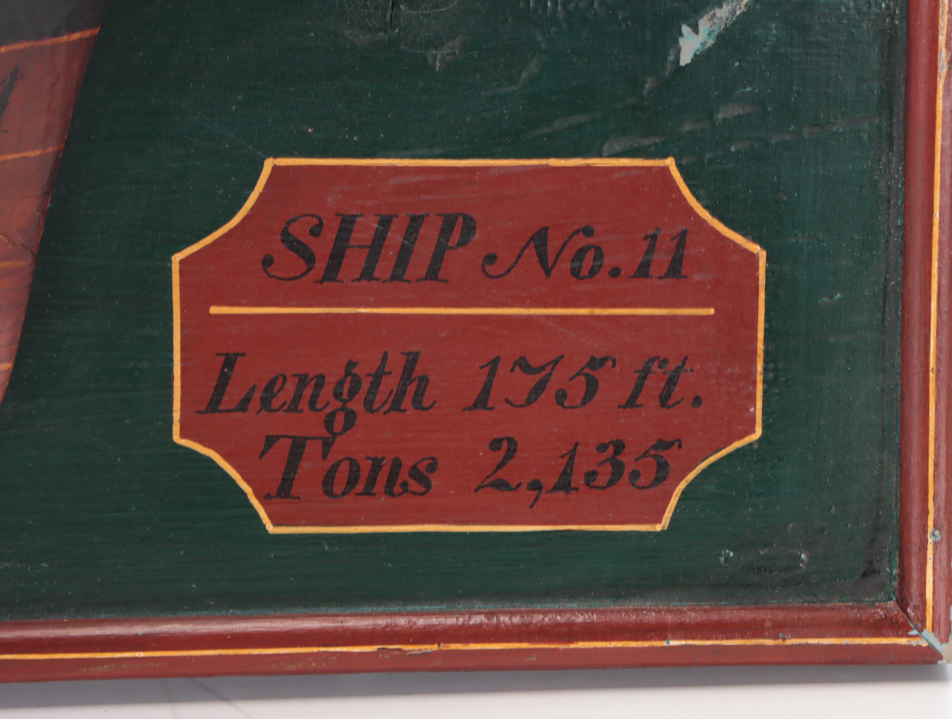 S. V. Copley Naval Architect Model Half-Hull Mount Model of Ship No. 11, 1857