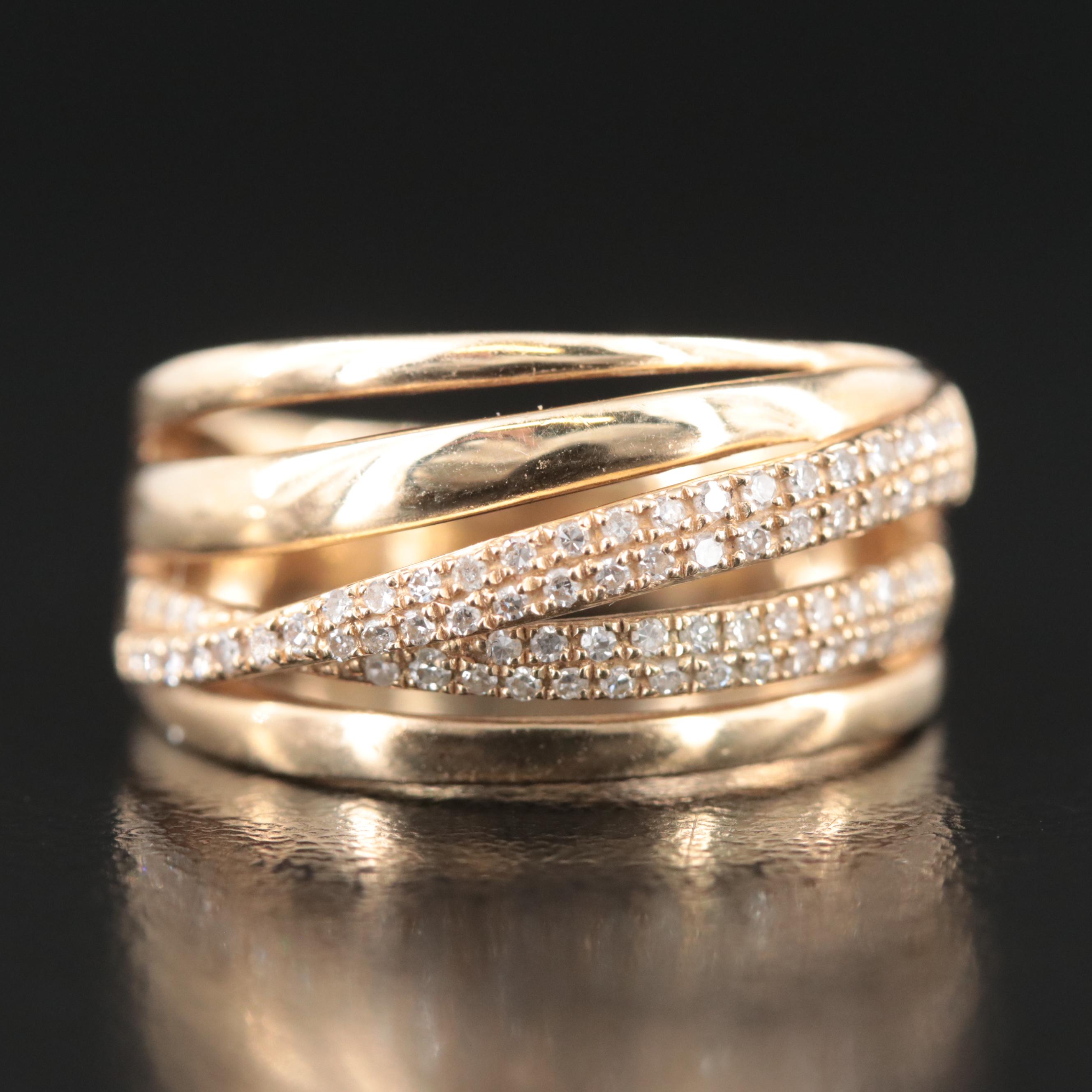 EFFY 14K 0.32 CTW Diamond Crossover Ring