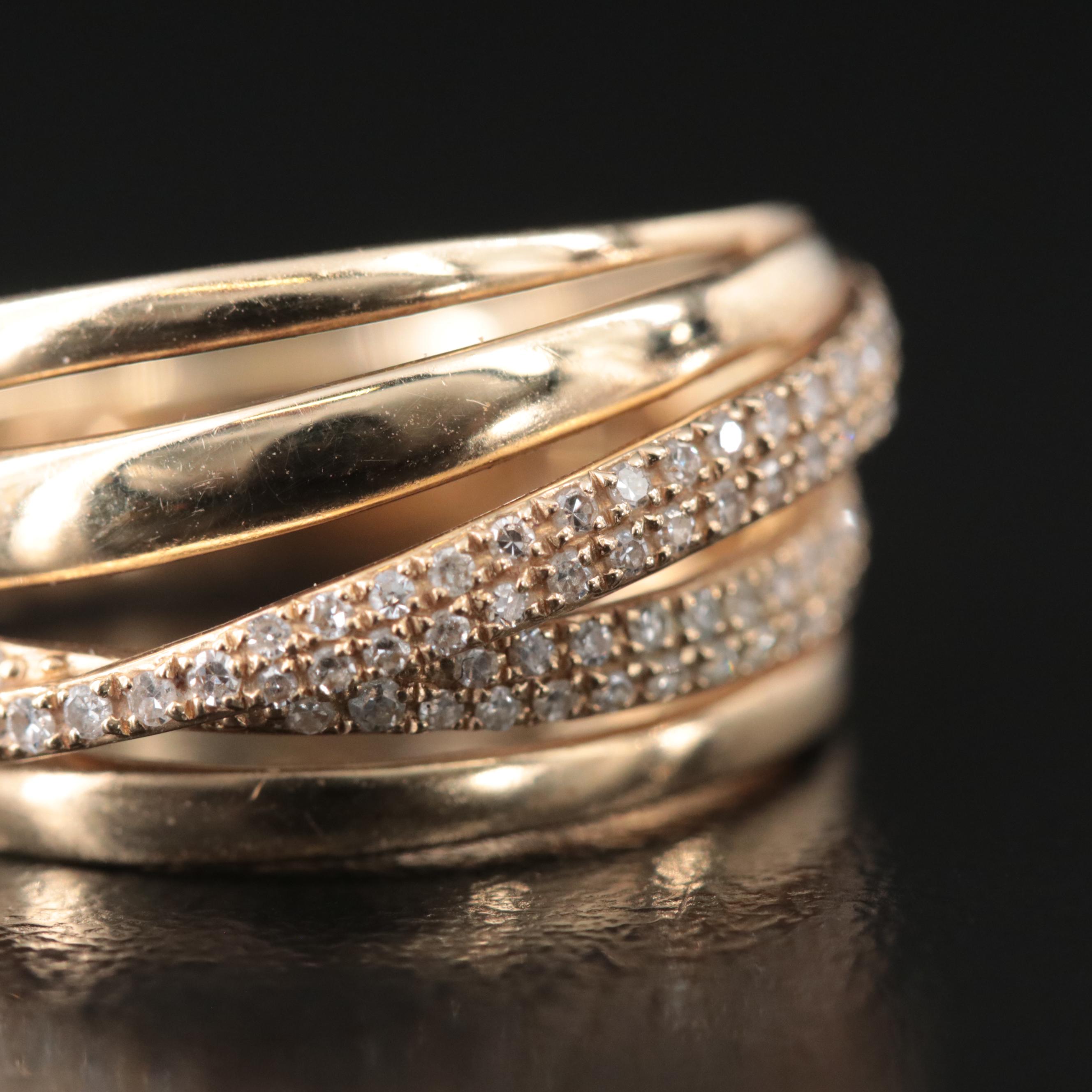 EFFY 14K 0.32 CTW Diamond Crossover Ring