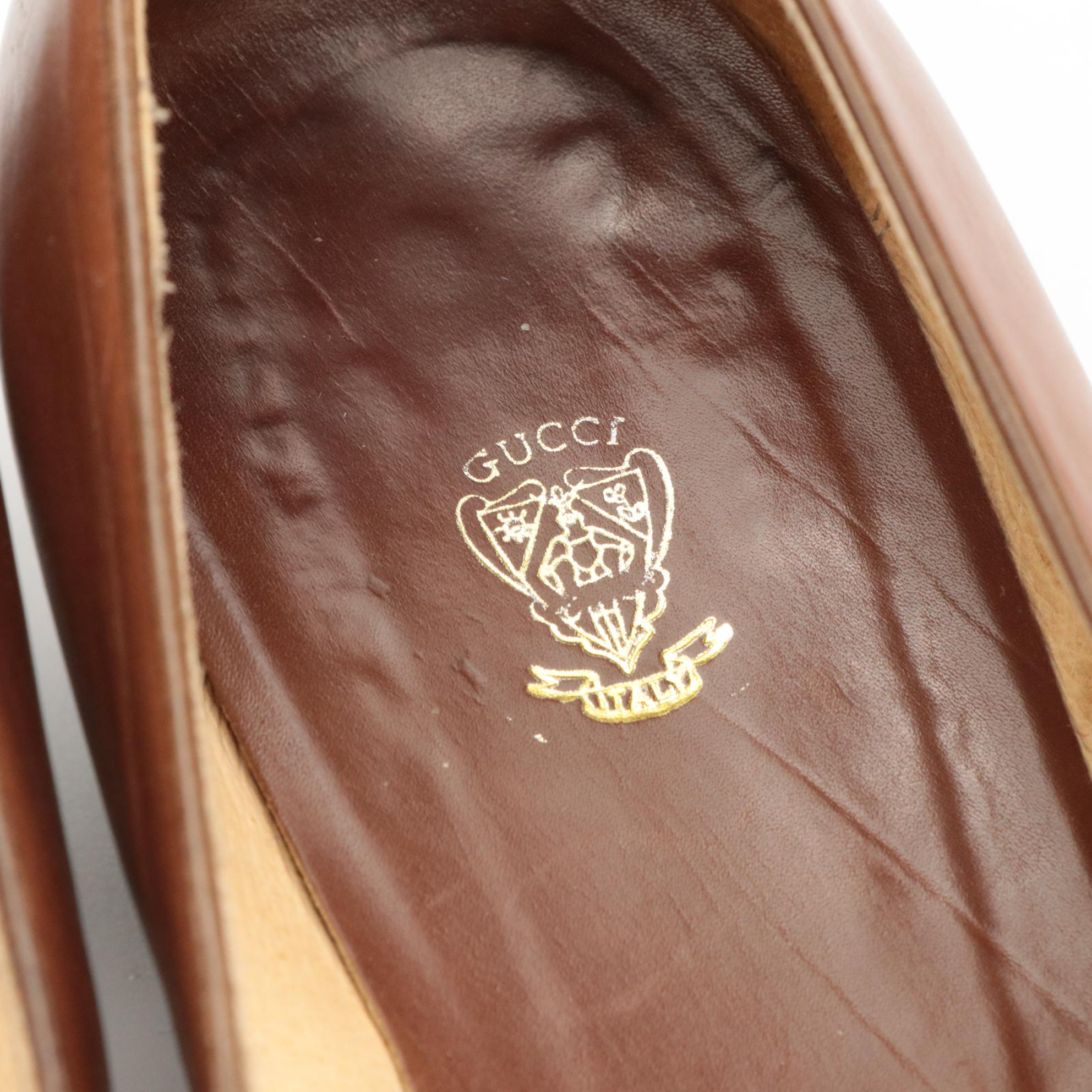 Gucci Horsebit Kiltie Brown Leather Pumps with Box
