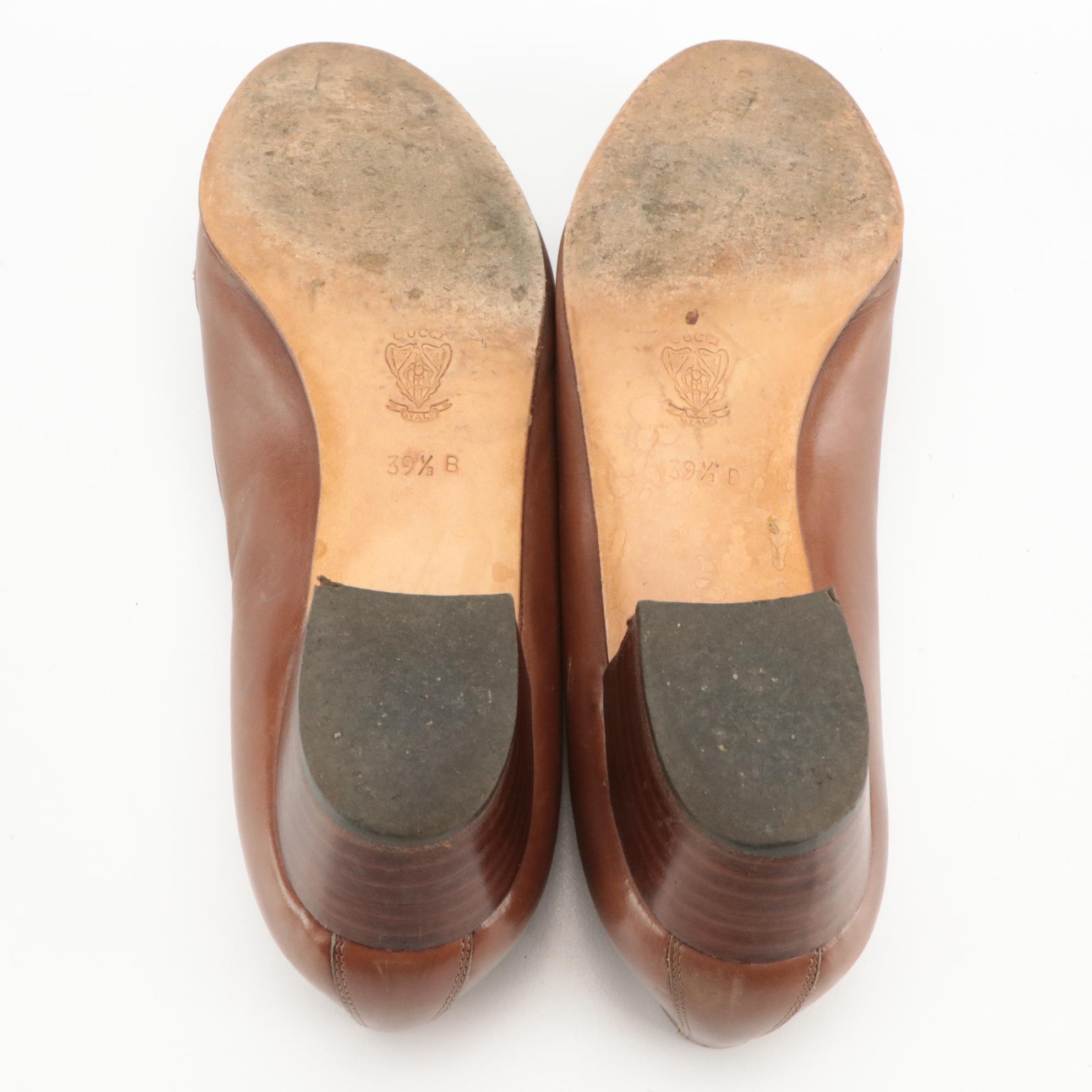 Gucci Horsebit Kiltie Brown Leather Pumps with Box