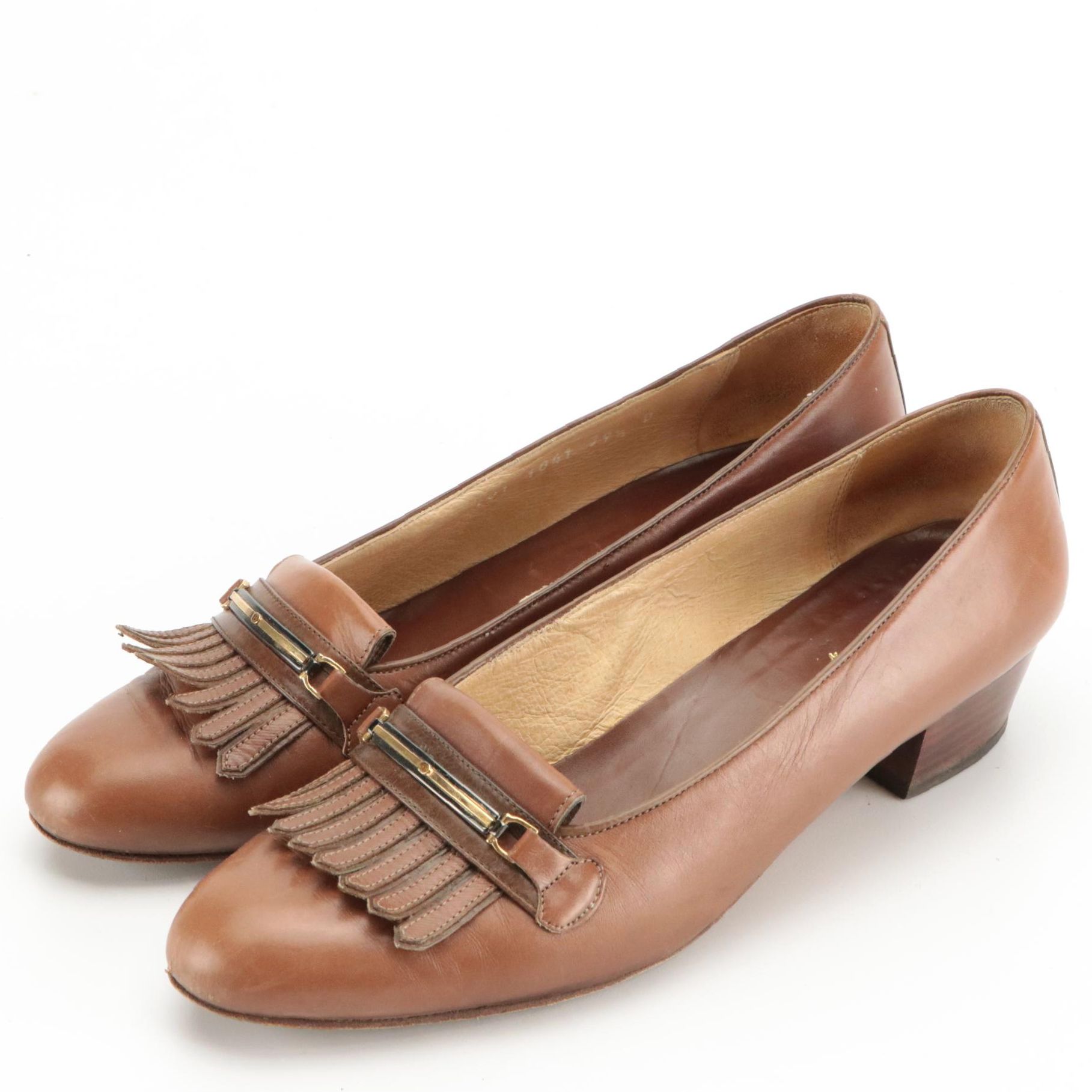 Gucci Horsebit Kiltie Brown Leather Pumps with Box