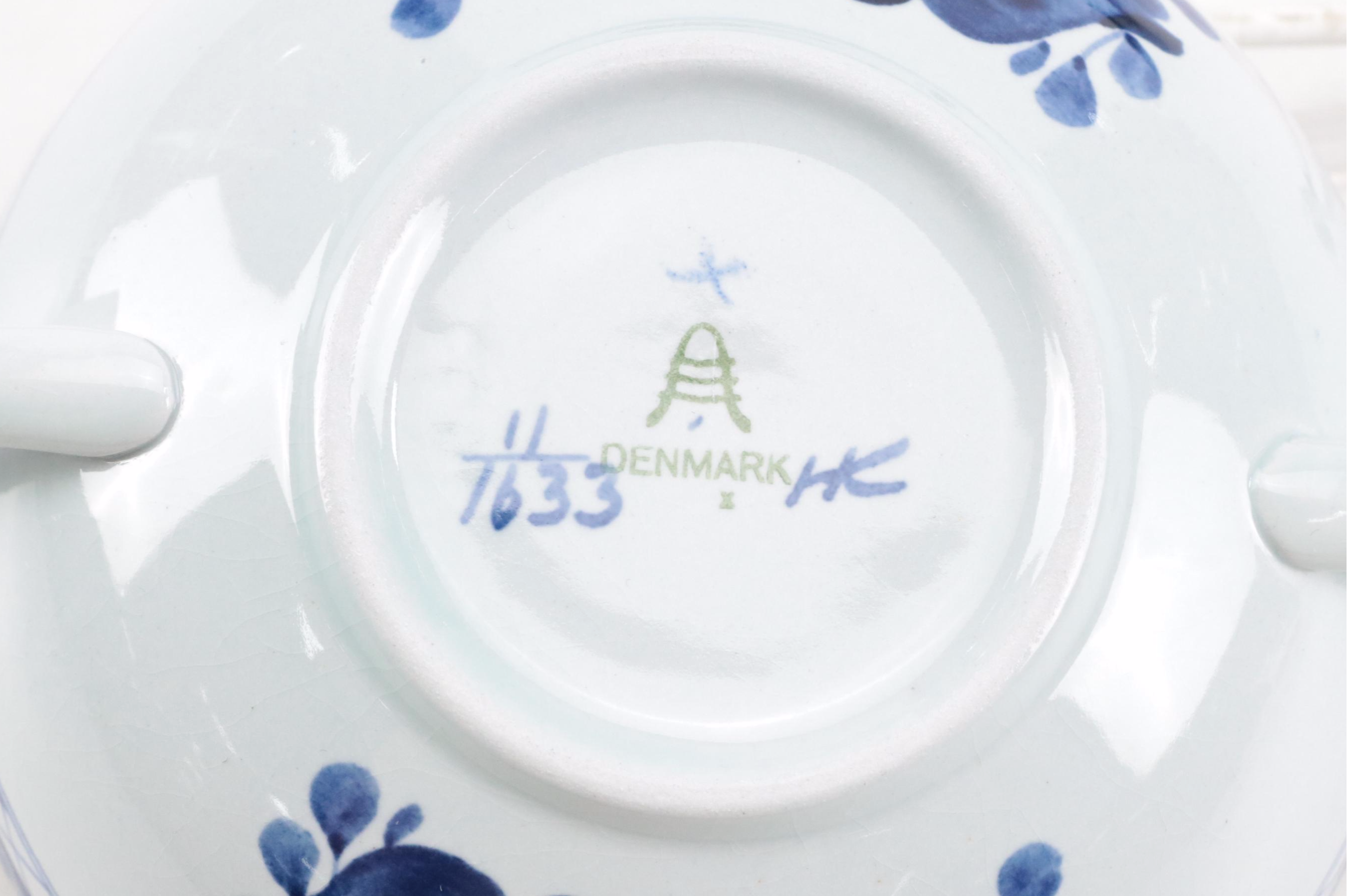 Aluminia Danish Faience Floral Pattern Double Handle Soup Bowls