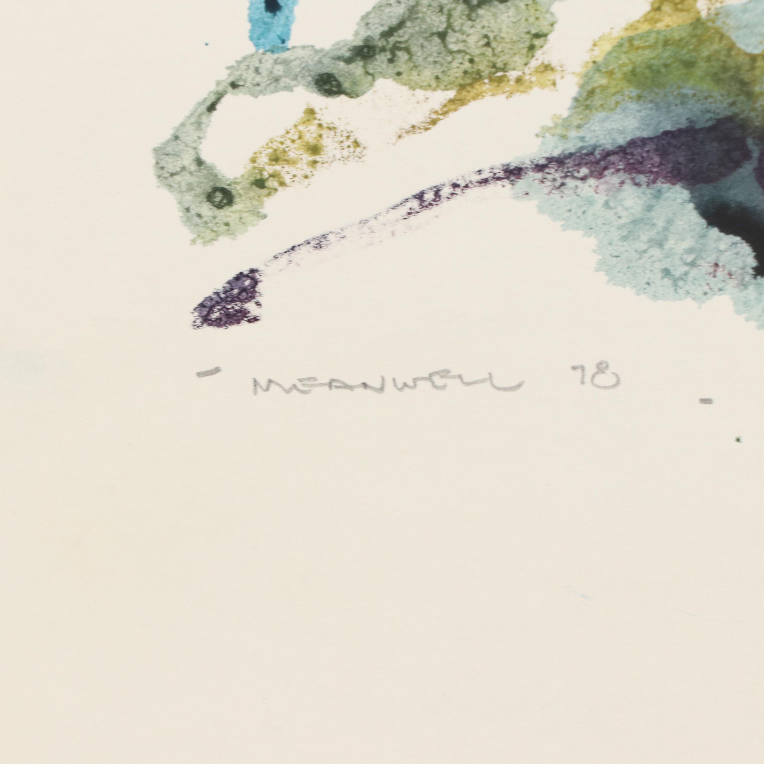 Jack Meanwell Modern Abstract Landscape Watercolor Painting, 1978