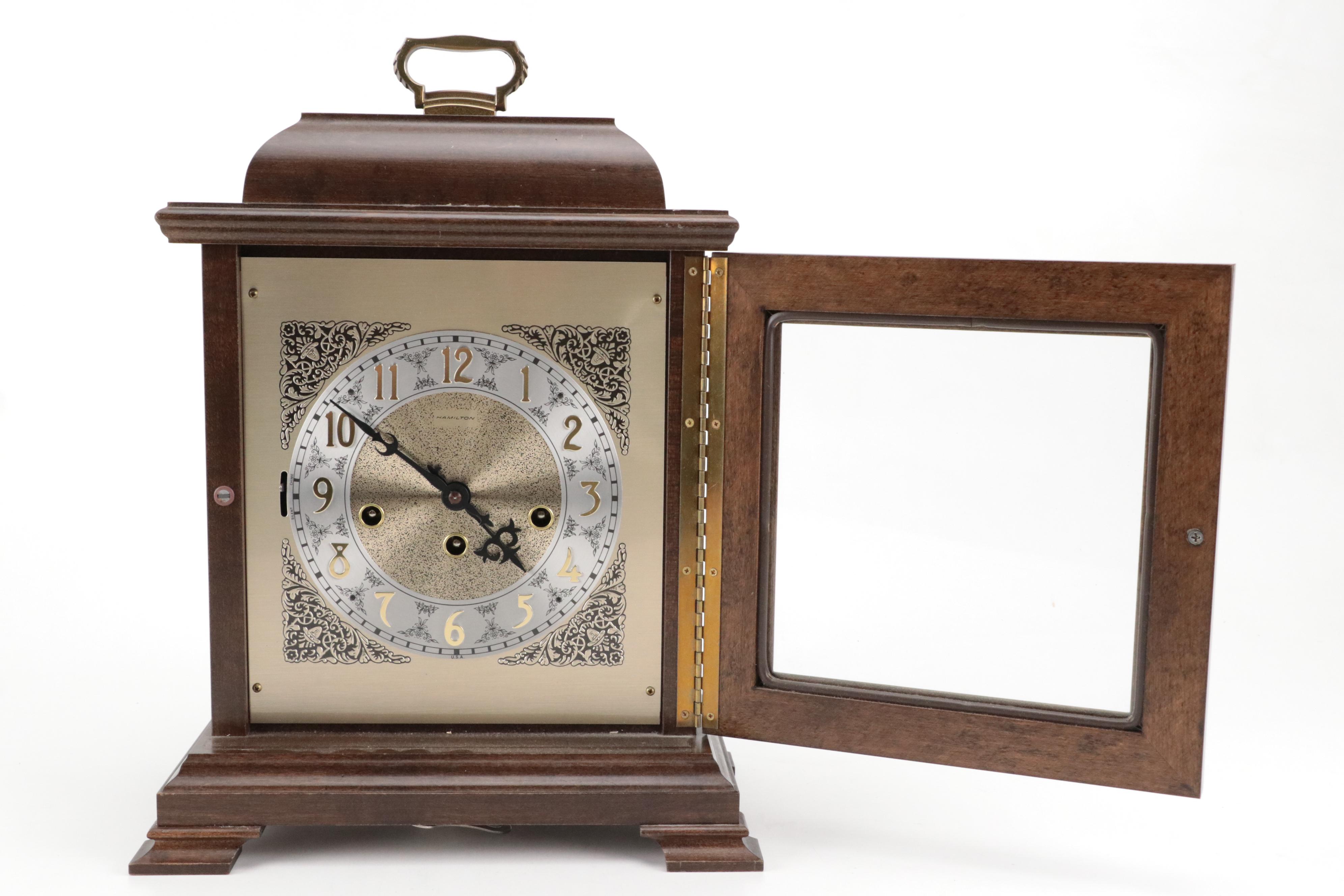 Hermle "Hamilton" Walnut Mechanical Movement Mantel Clock, 1991