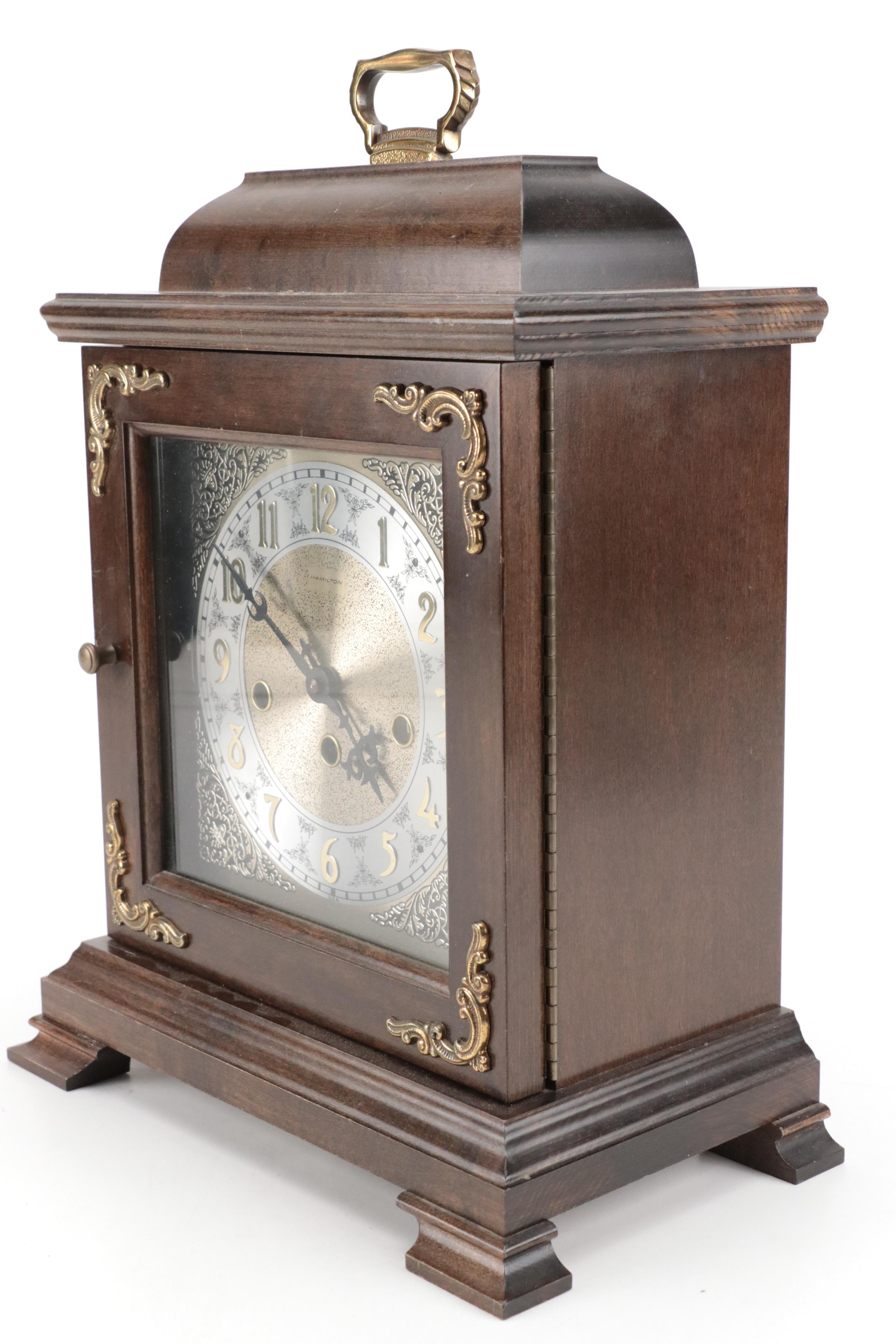 Hermle "Hamilton" Walnut Mechanical Movement Mantel Clock, 1991
