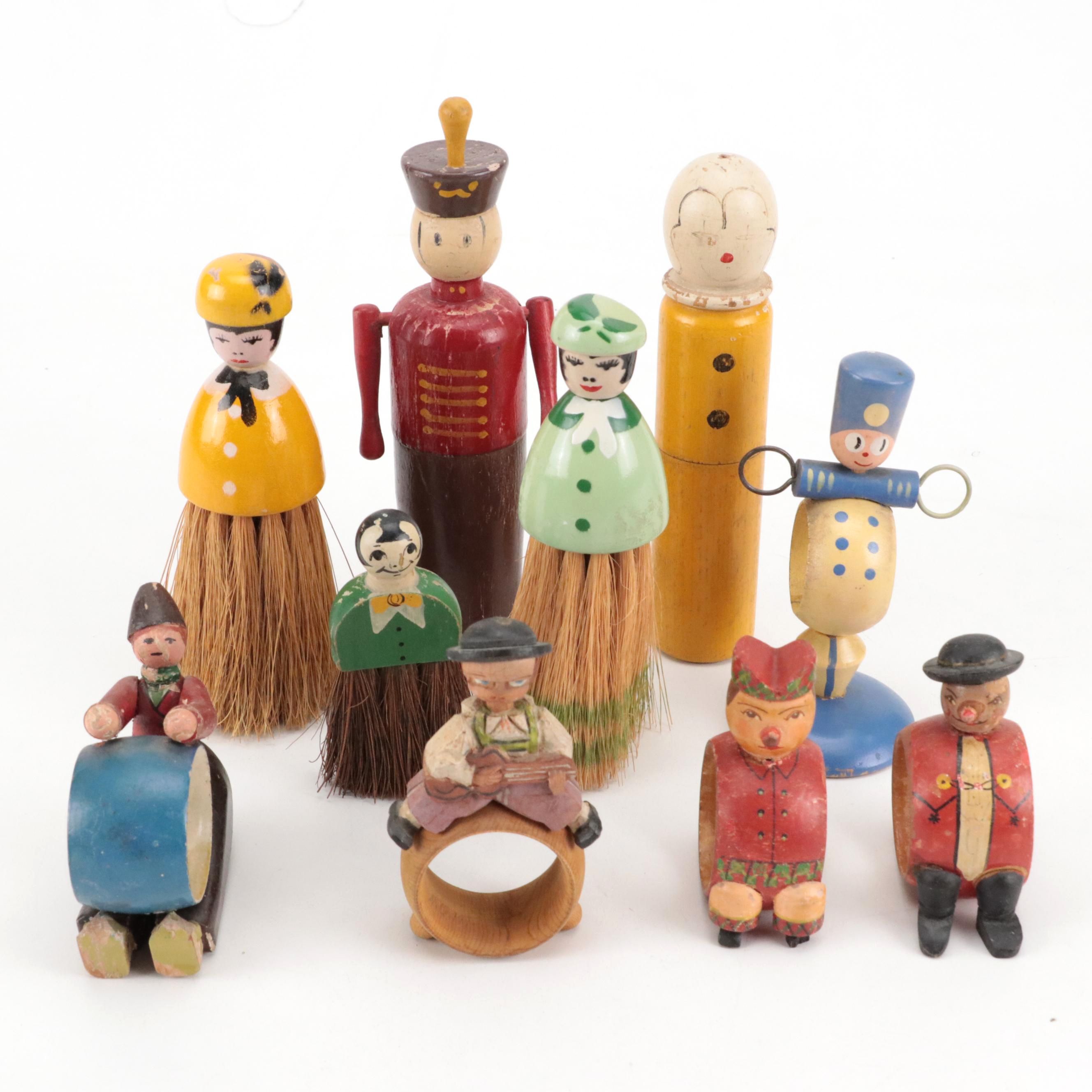 Hand-Carved Folk Art Style Wood Napkin Rings with More