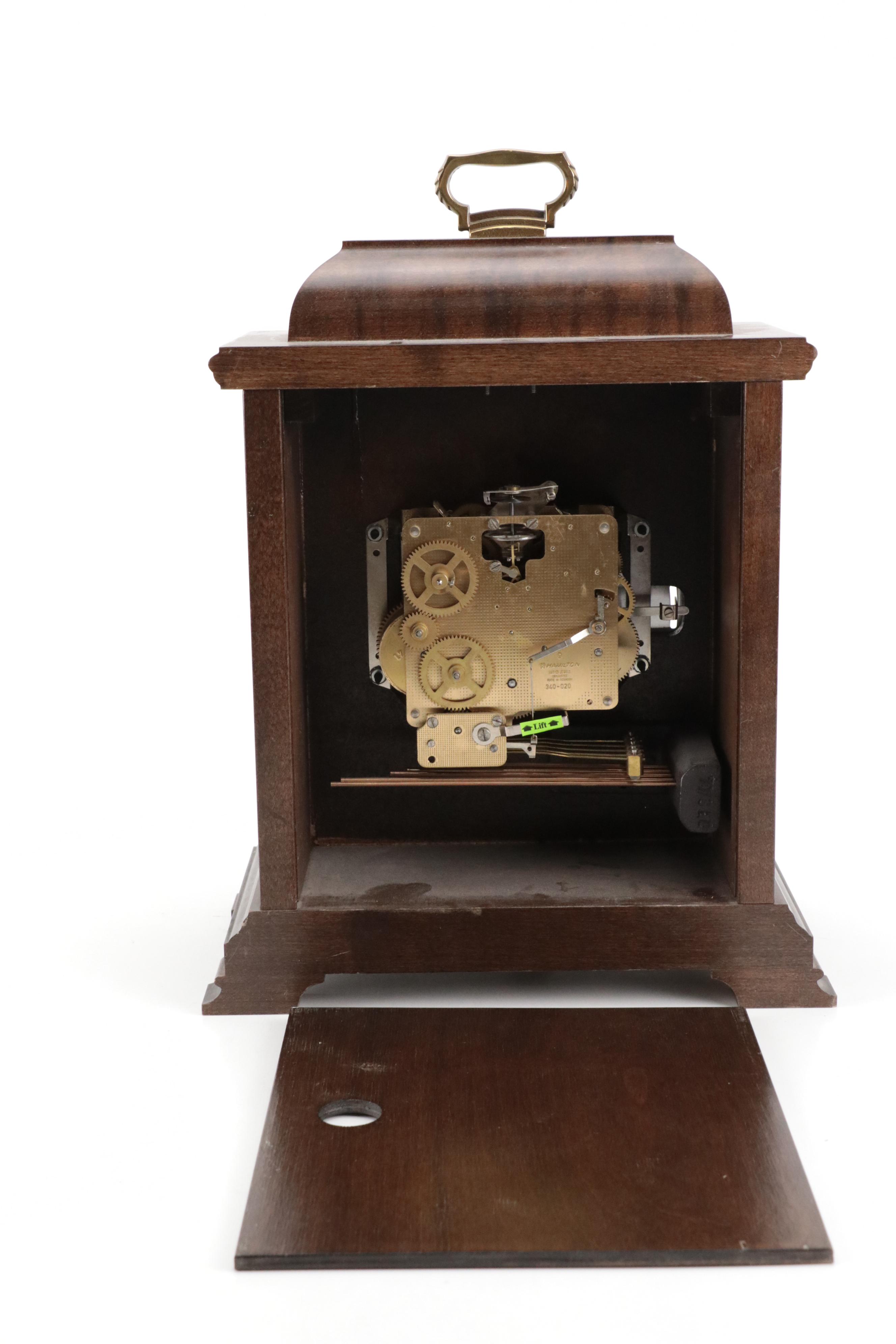 Hermle "Hamilton" Walnut Mechanical Movement Mantel Clock, 1991