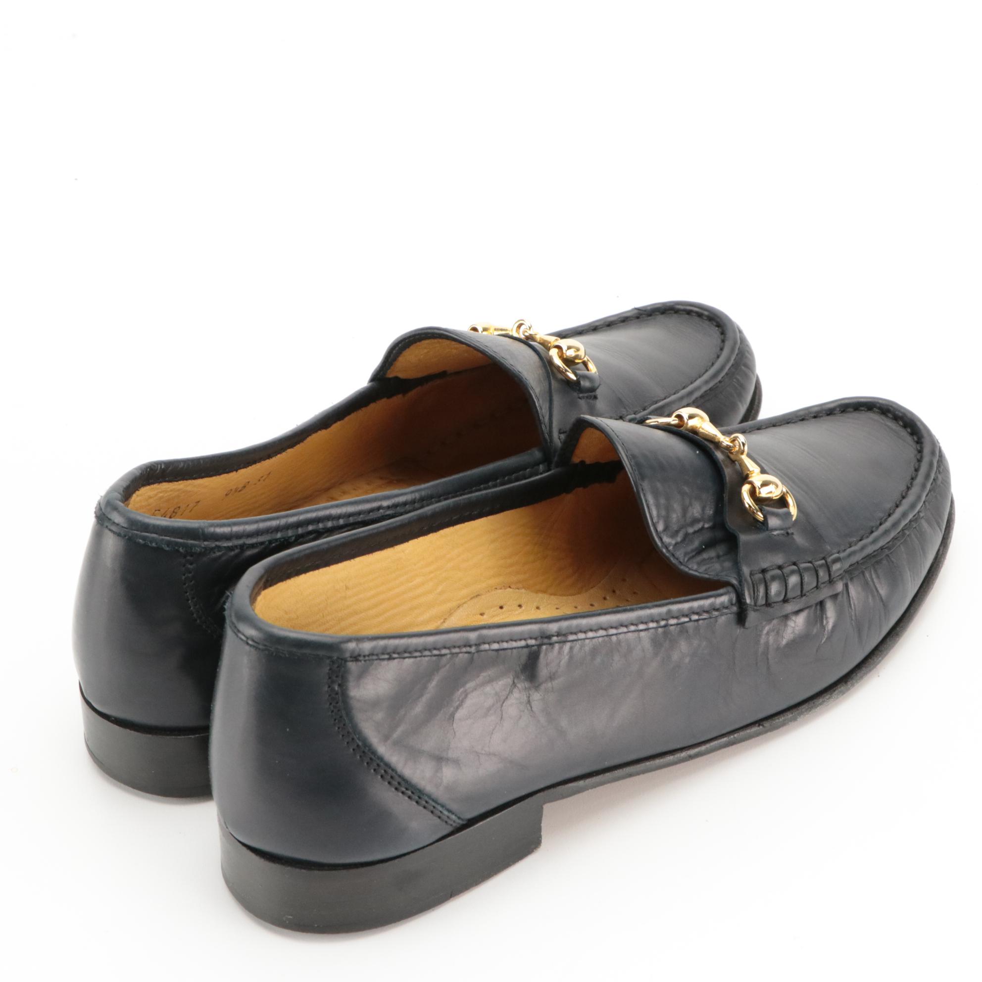 Cole Haan Navy Blue and Brown Woven Leather Loafers with Boxes