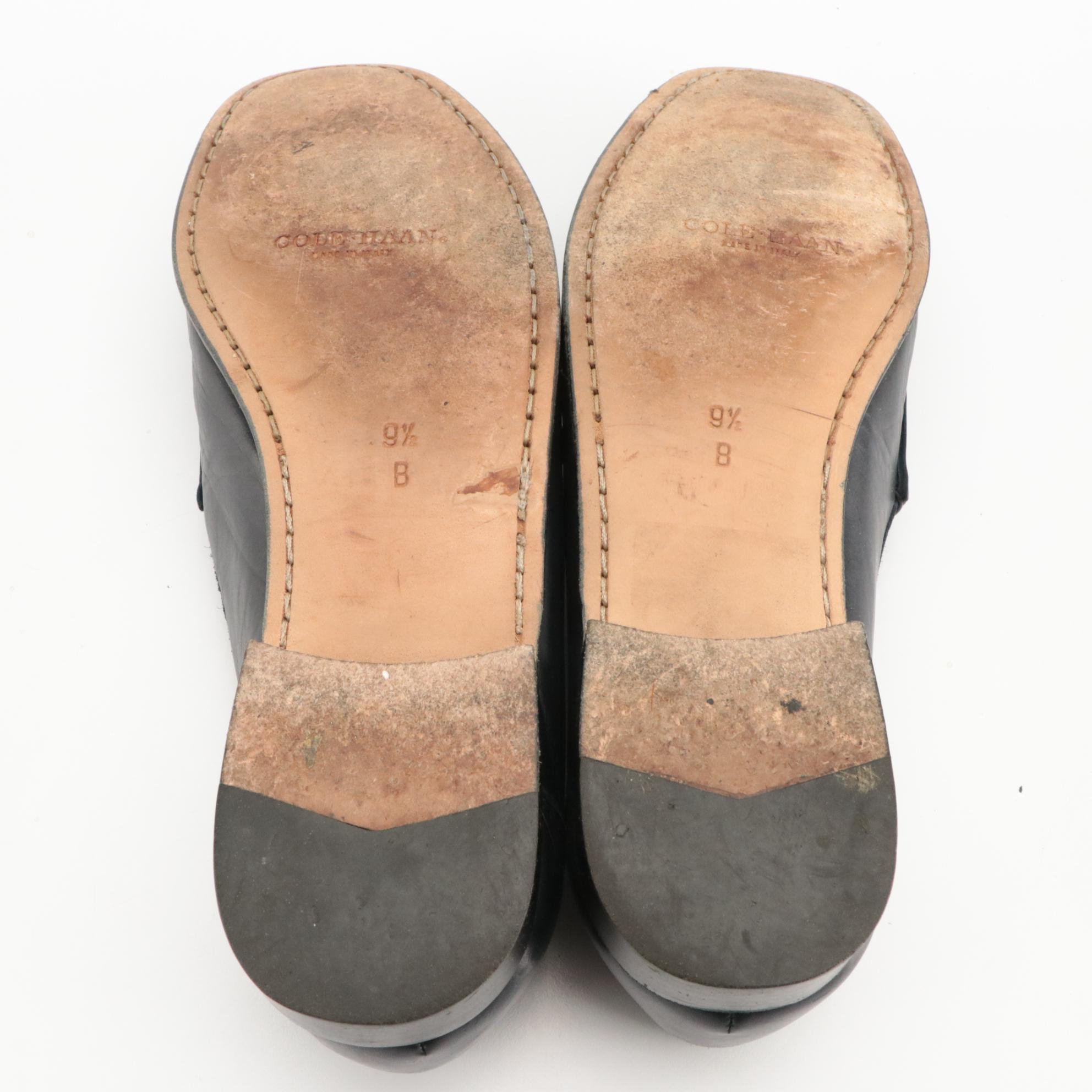 Cole Haan Navy Blue and Brown Woven Leather Loafers with Boxes