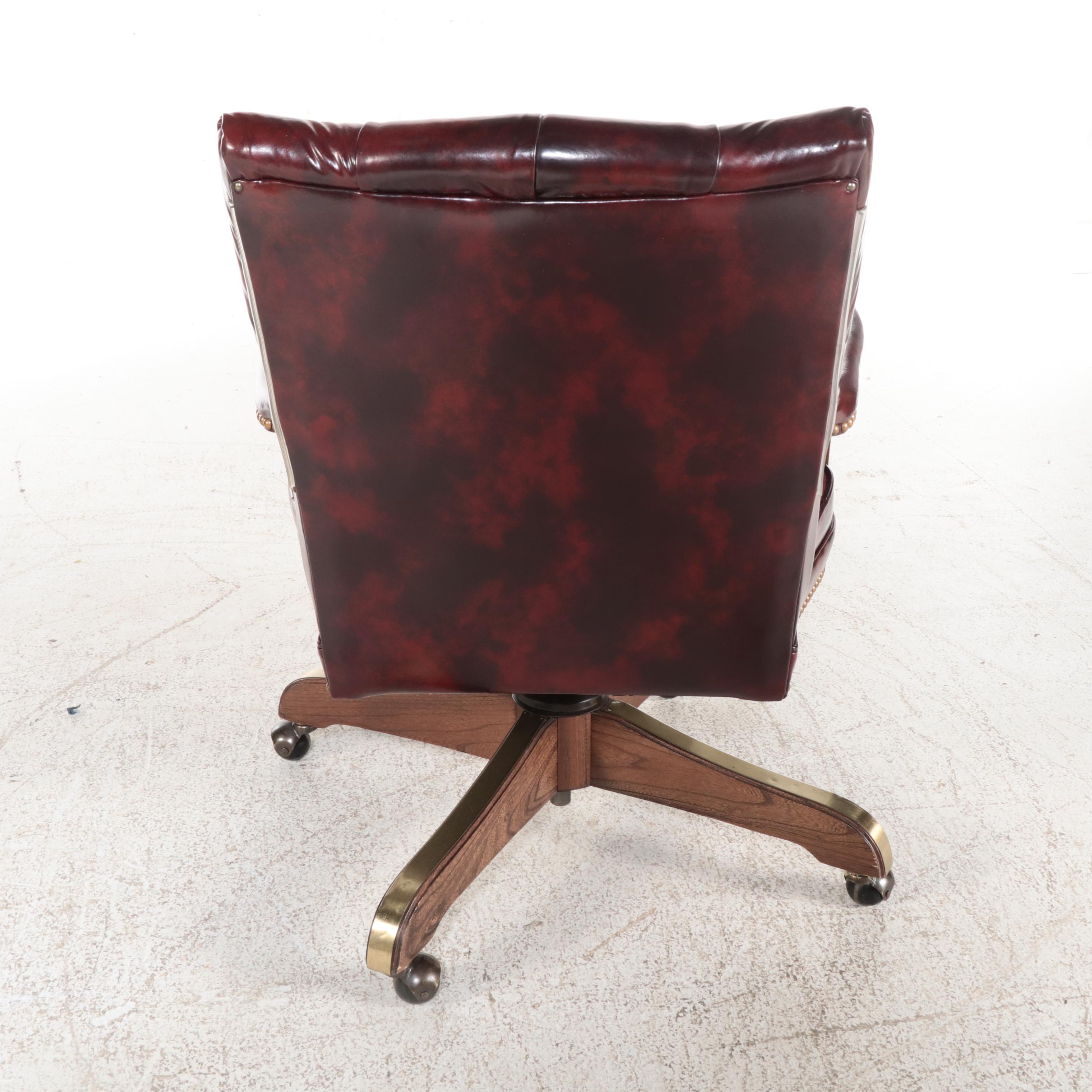 Thomasville Computer Credenza and Hutch with Leather Office Chair