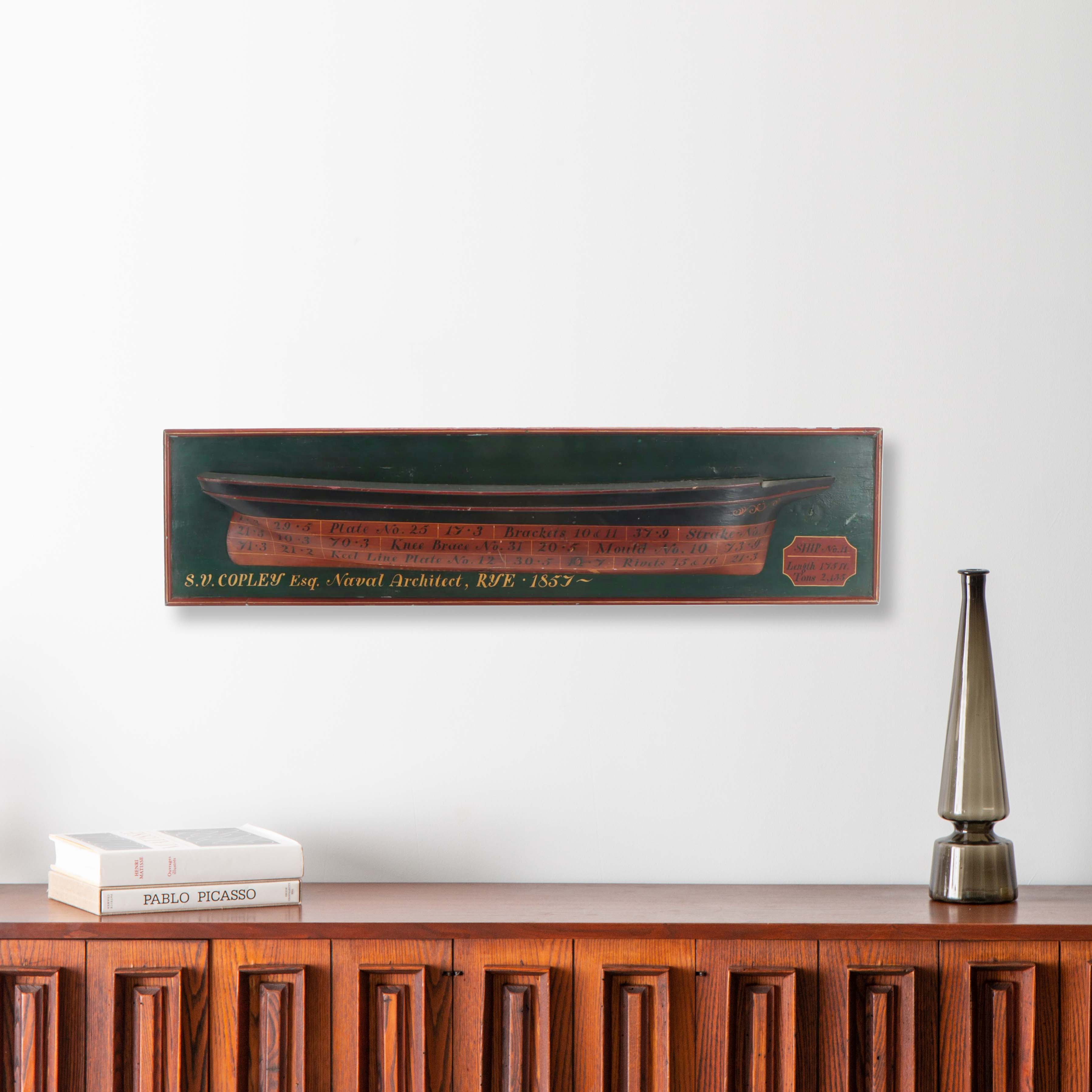 S. V. Copley Naval Architect Model Half-Hull Mount Model of Ship No. 11, 1857