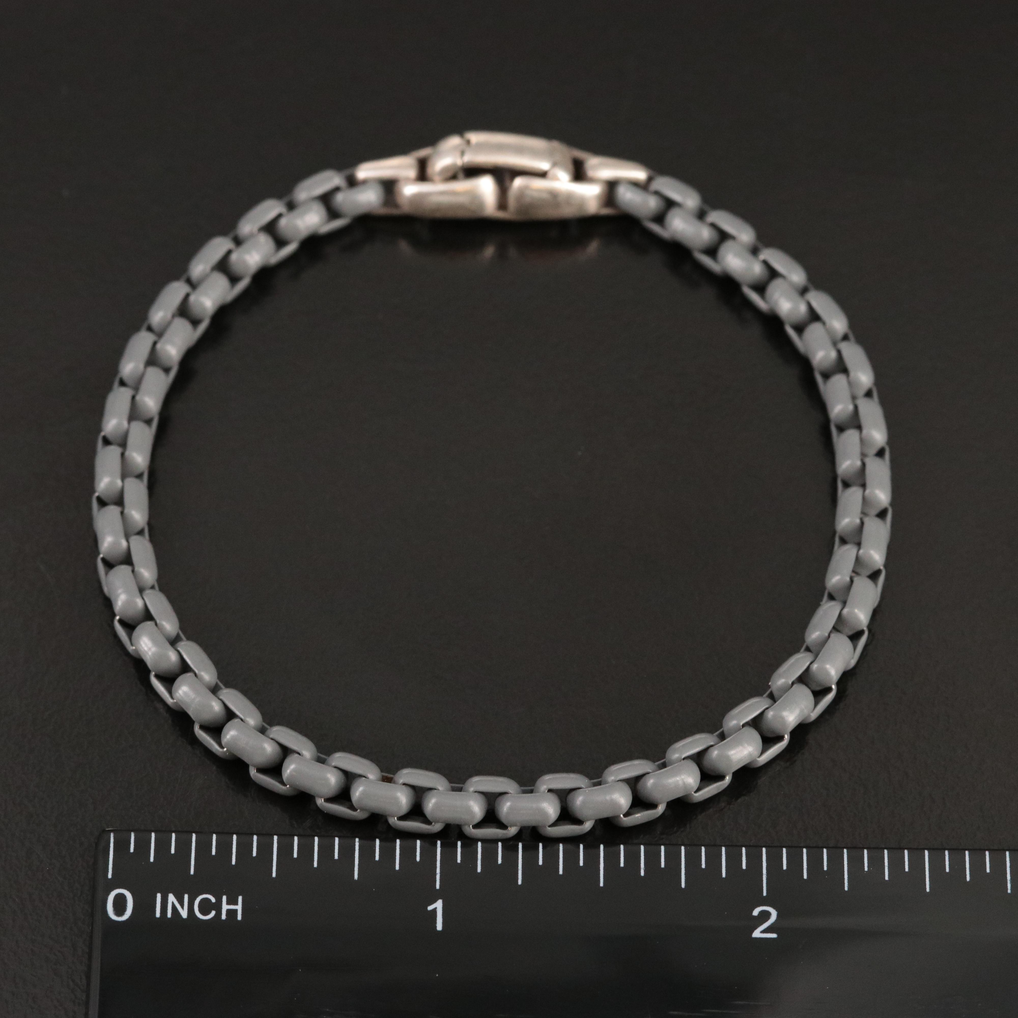 David Yurman Coated Stainless Steel Box Chain Bracelet with Sterling Clasp