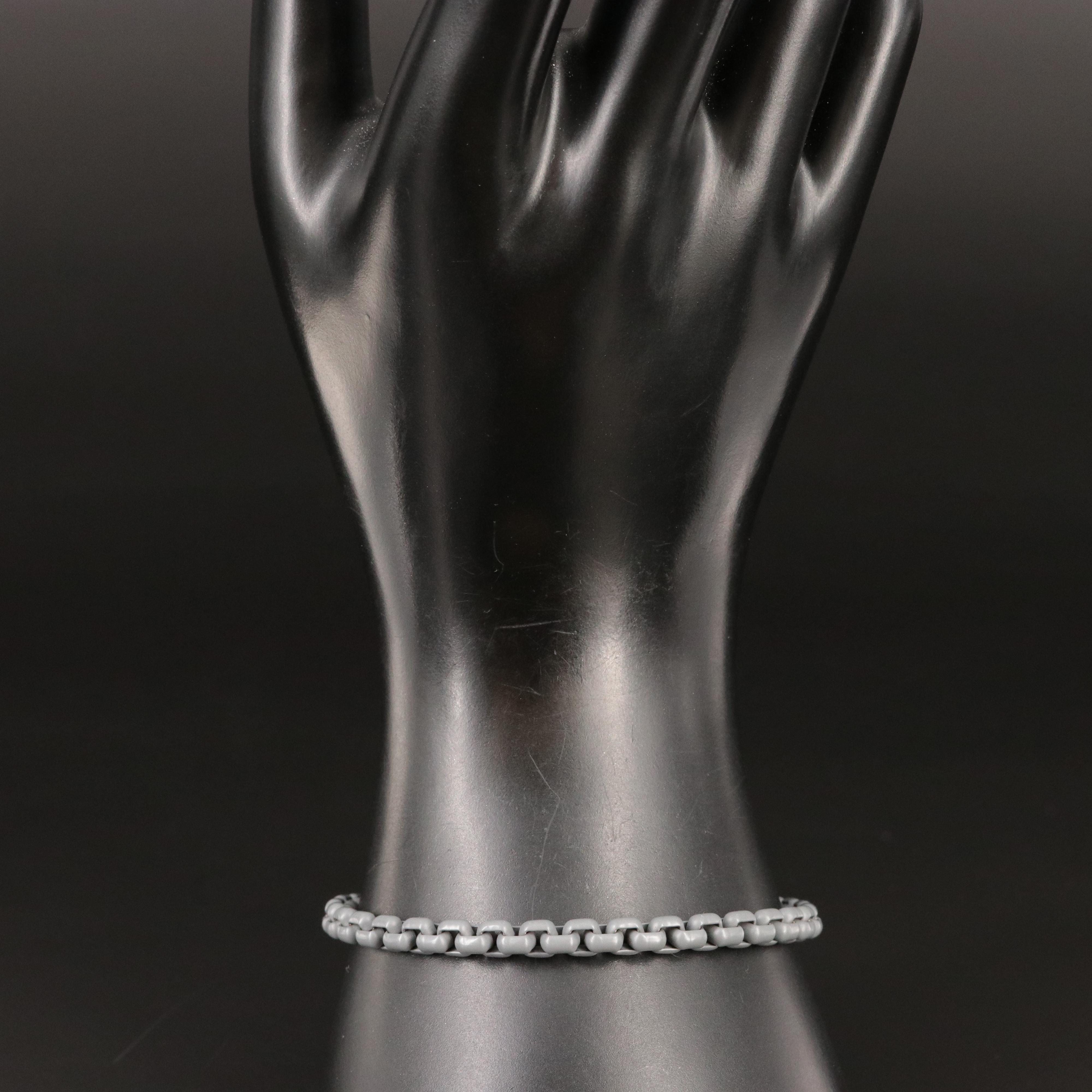 David Yurman Coated Stainless Steel Box Chain Bracelet with Sterling Clasp