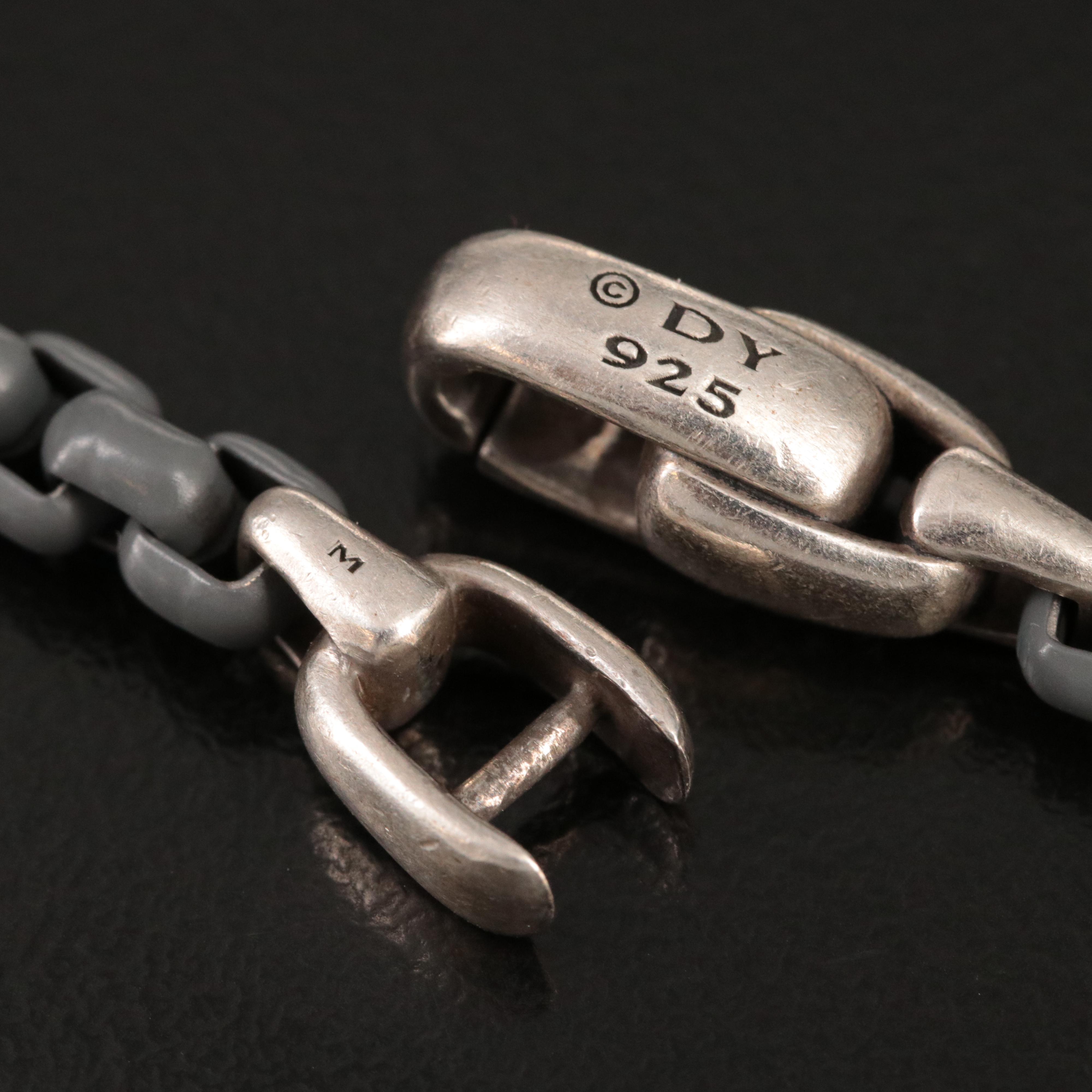 David Yurman Coated Stainless Steel Box Chain Bracelet with Sterling Clasp