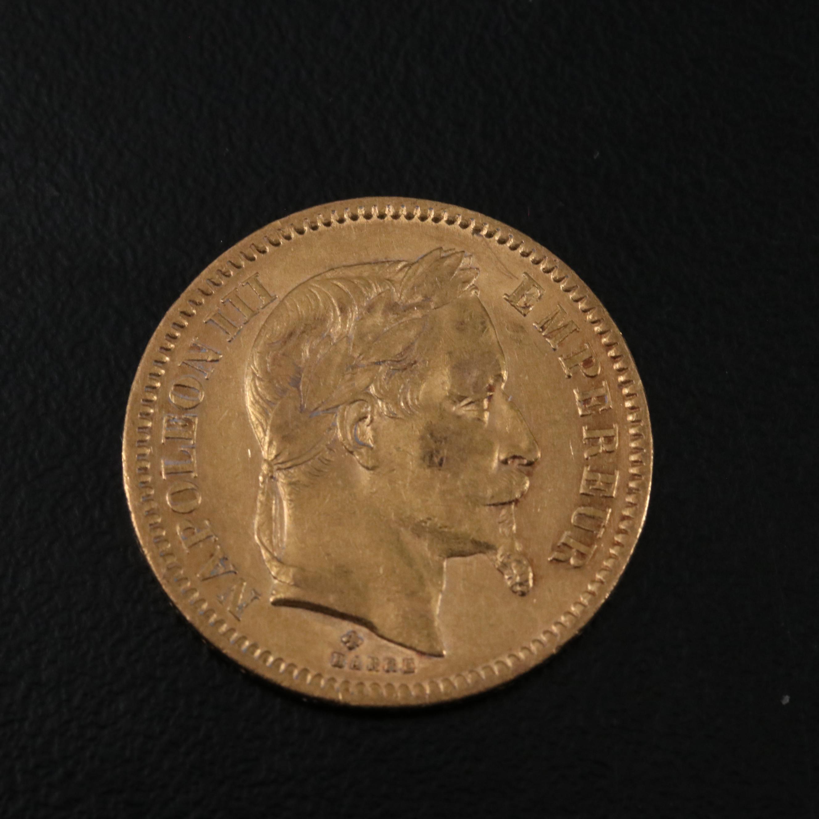 1865-BB France Twenty Francs Gold Coin