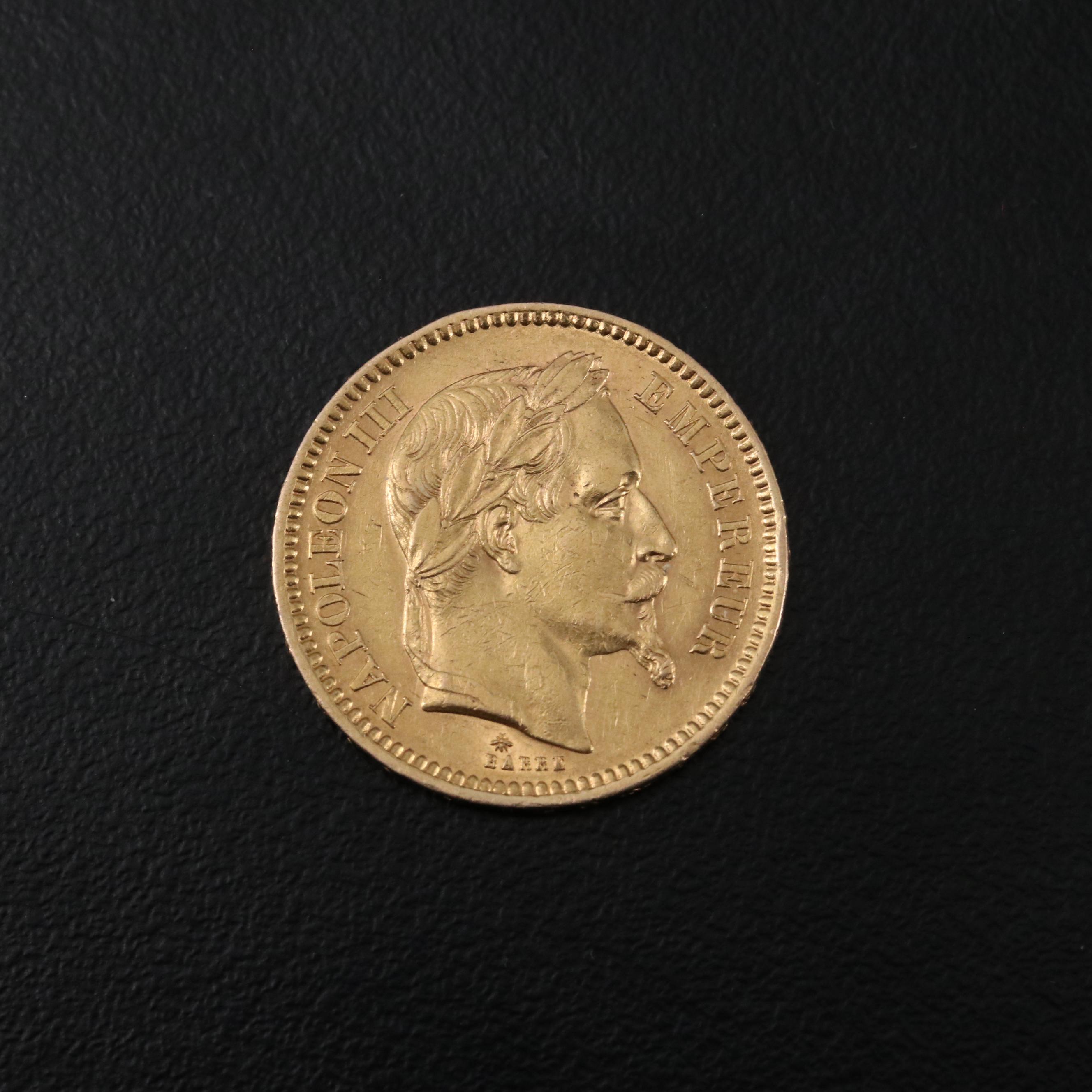1866-A France Twenty Francs Gold Coin