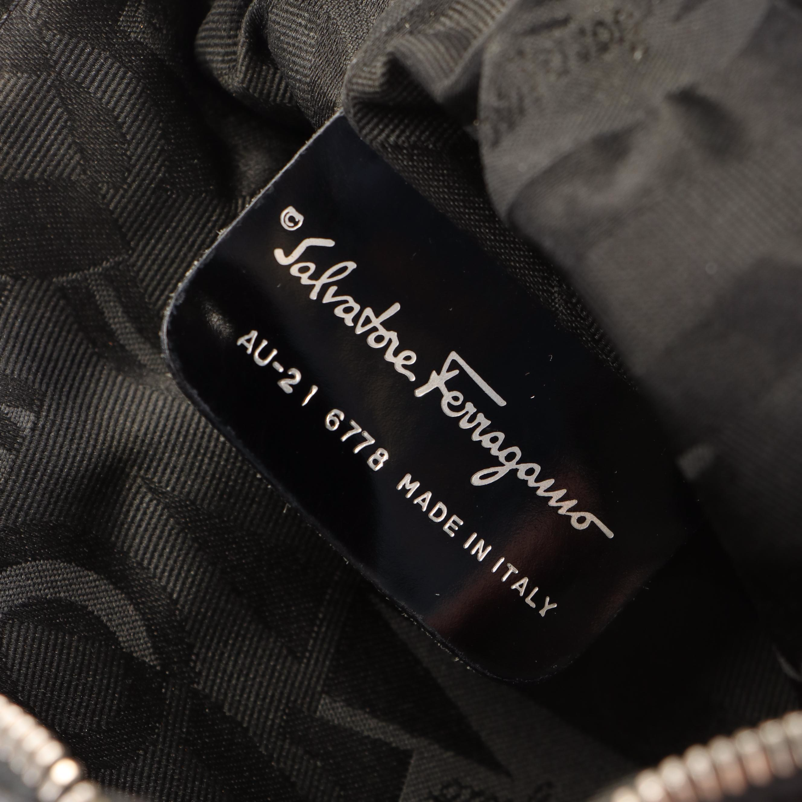 Salvatore Ferragamo Printed Nylon and Patent Leather Small Zippered Tote Bag