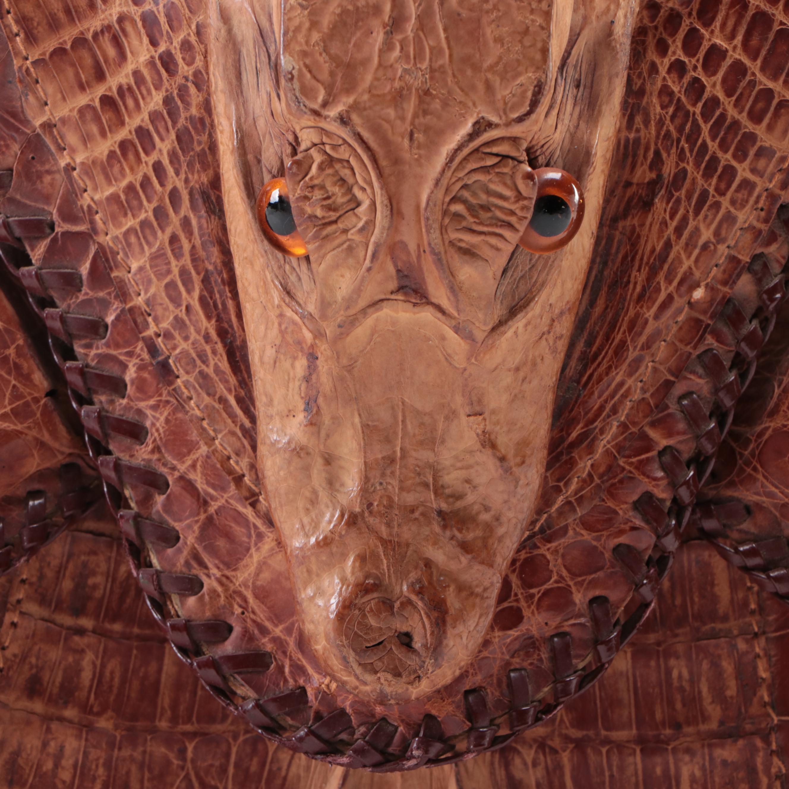 Brown Cuban Caiman Alligator Leather Clutch