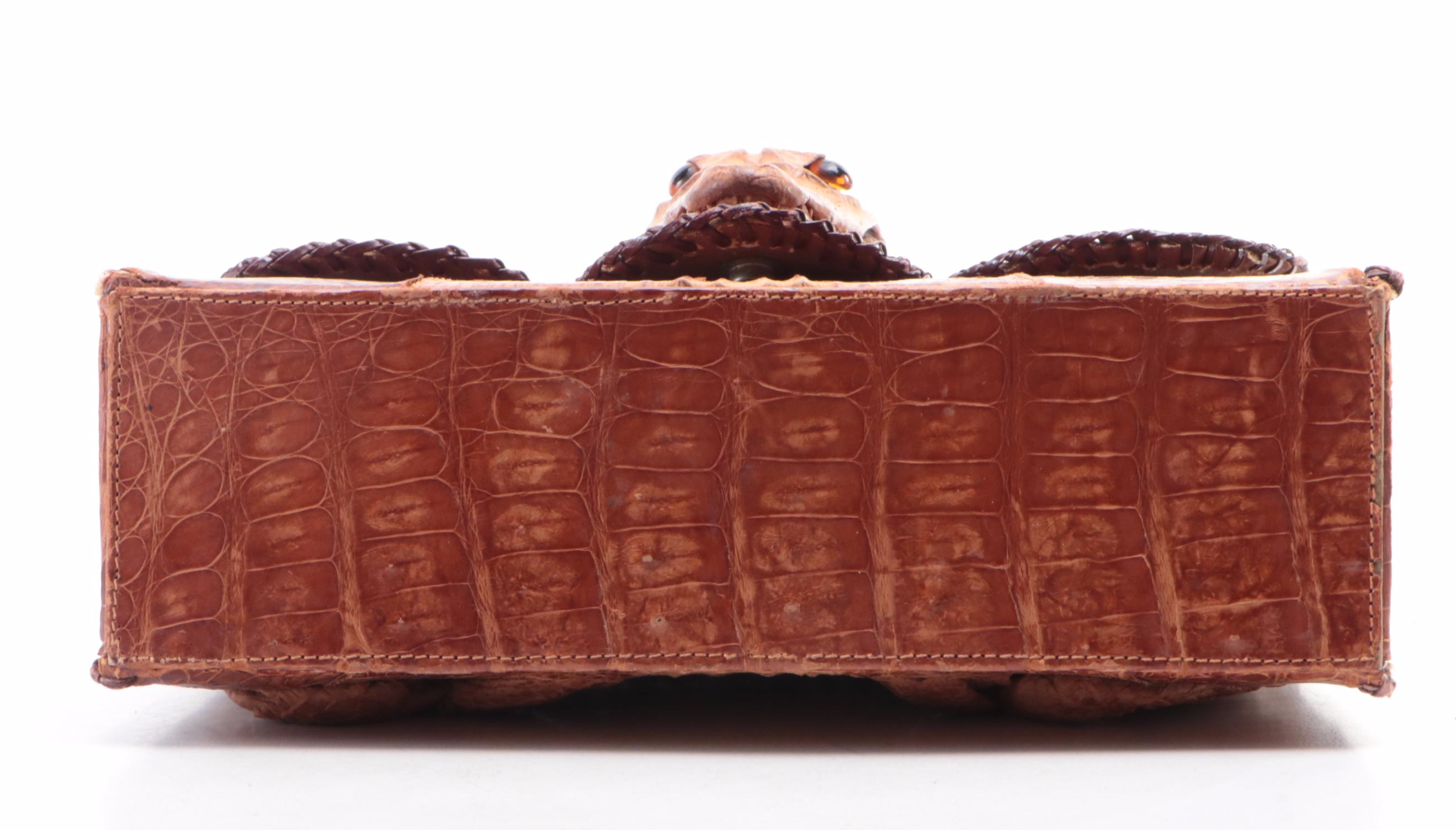 Brown Cuban Caiman Alligator Leather Clutch