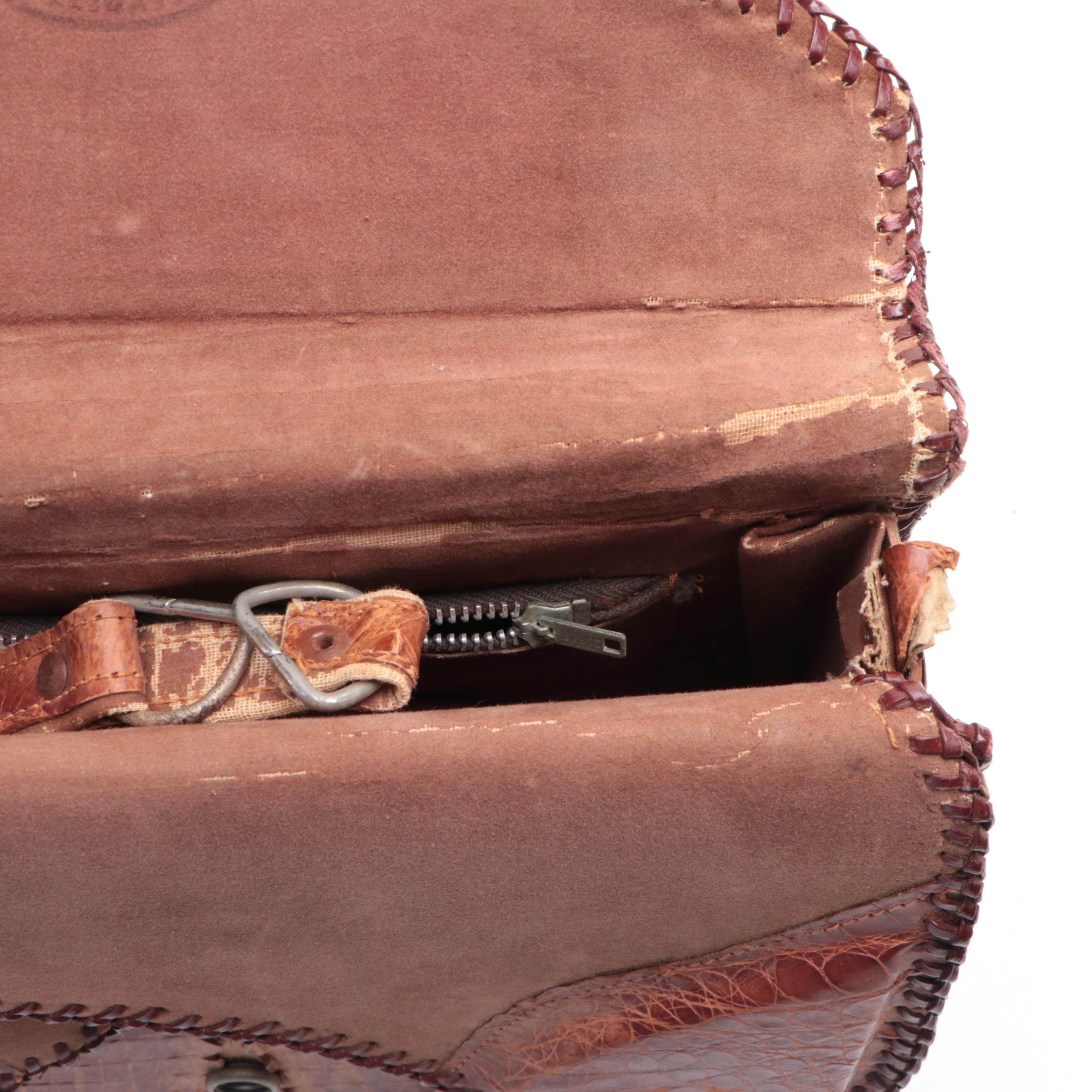 Brown Cuban Caiman Alligator Leather Clutch