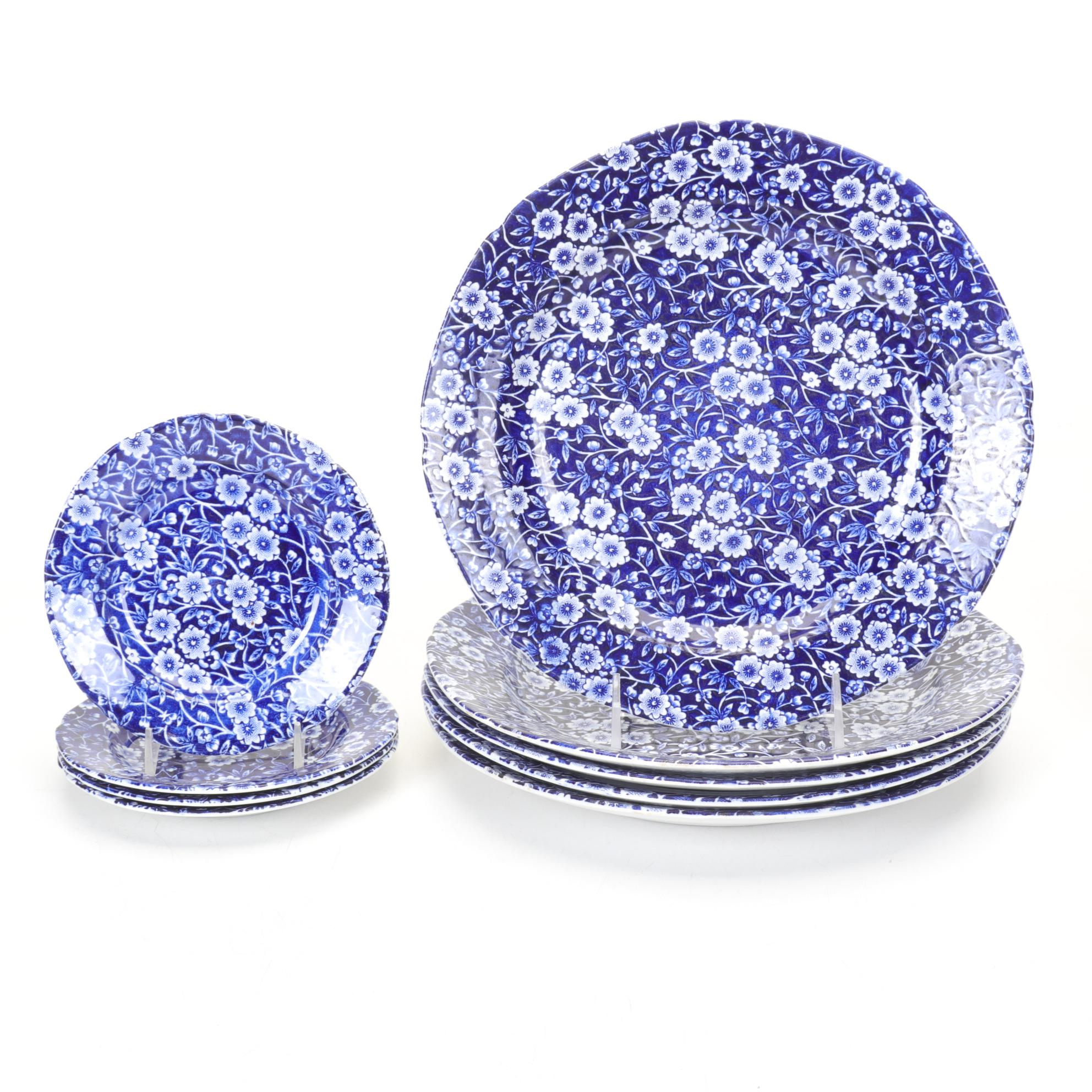 Crownford Blue "Calico" Dinnerware, Early to Mid 20th Century