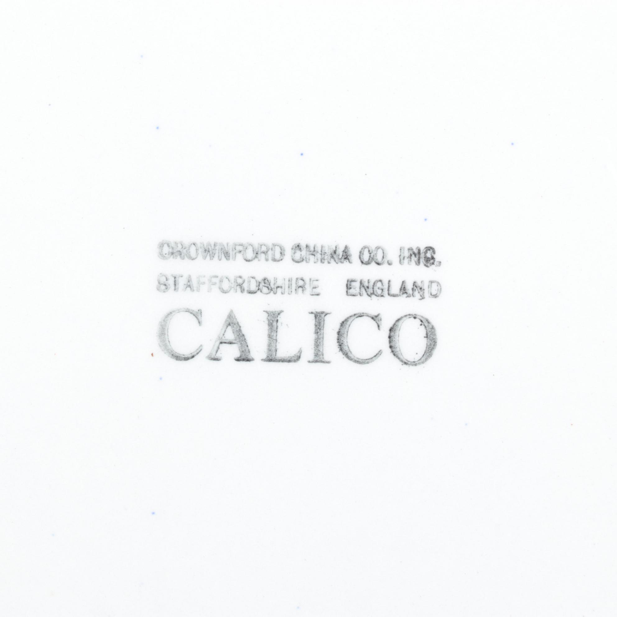 Crownford Blue "Calico" Dinnerware, Early to Mid 20th Century