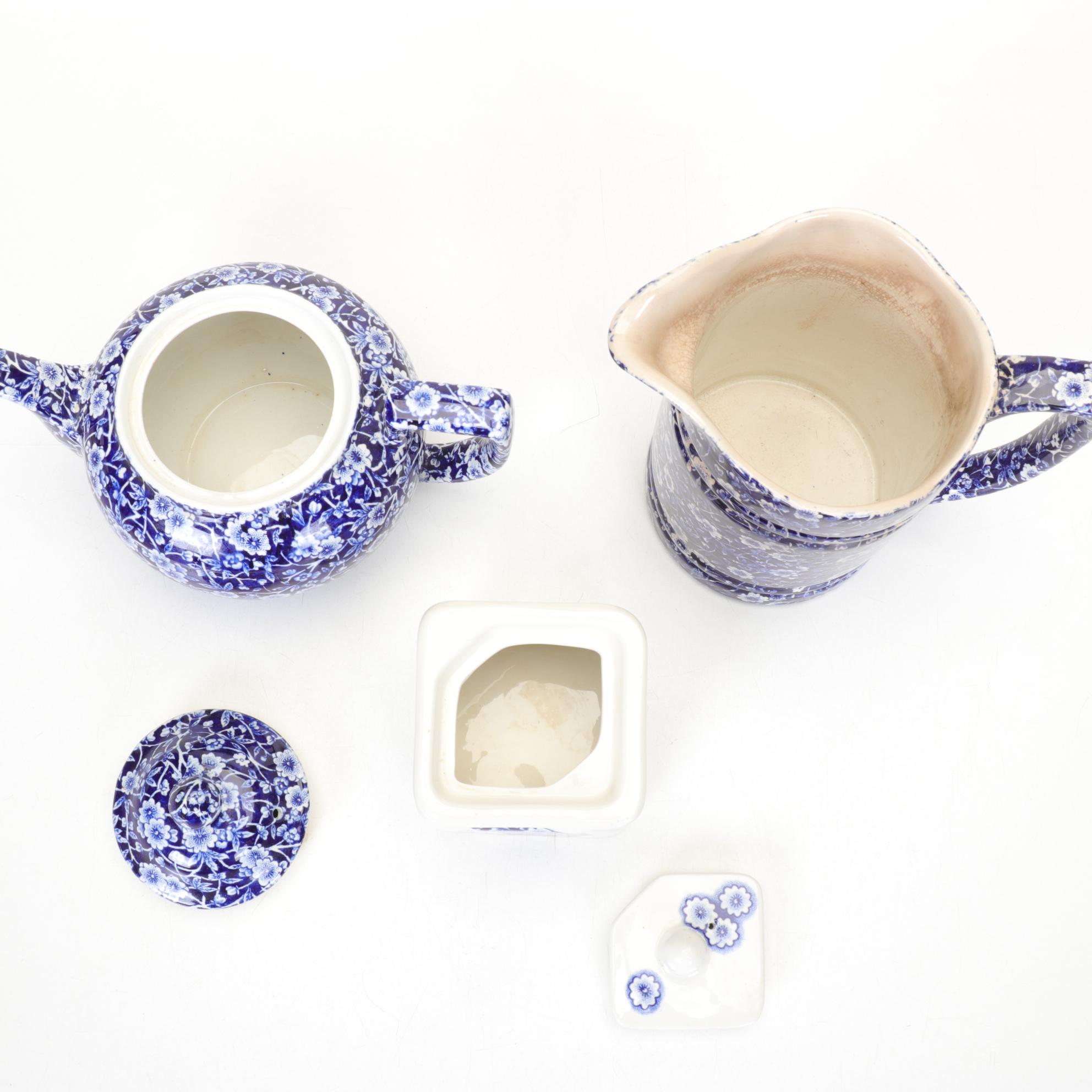 Crownford Blue "Calico" Dinnerware, Early to Mid 20th Century