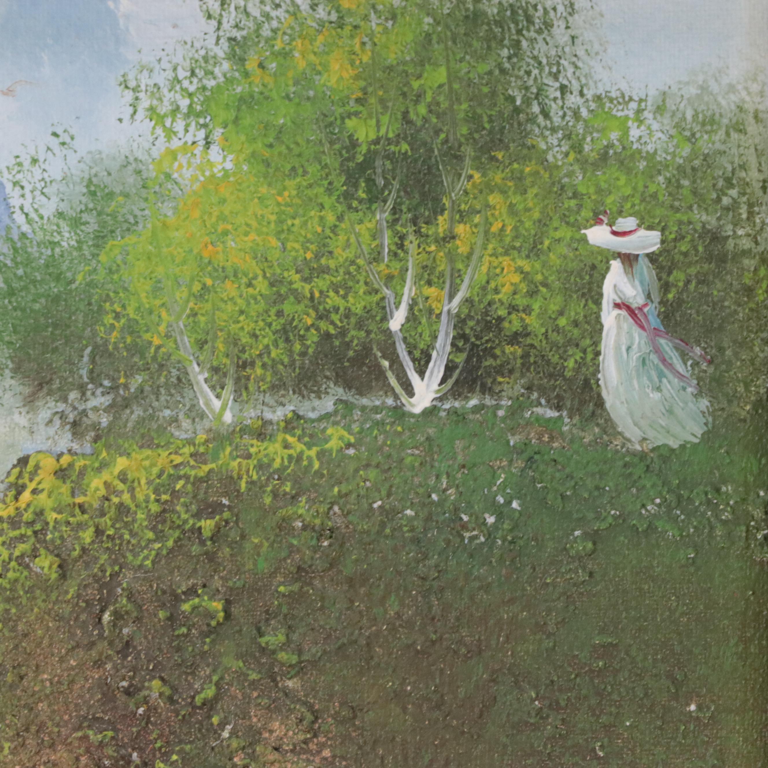 Idyllic Waterfall Landscape With Figure, Circa 1980