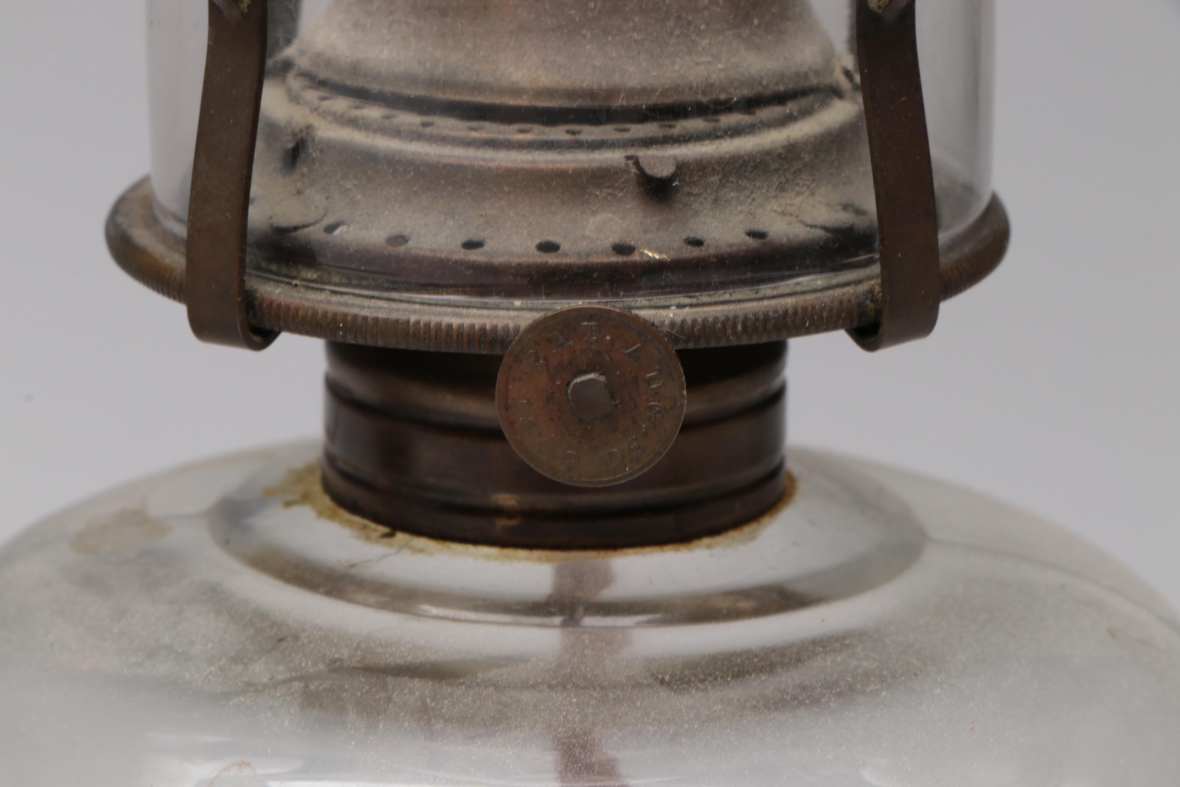 Pressed Glass Oil Lamps and Forged Metal Double Candle Stand