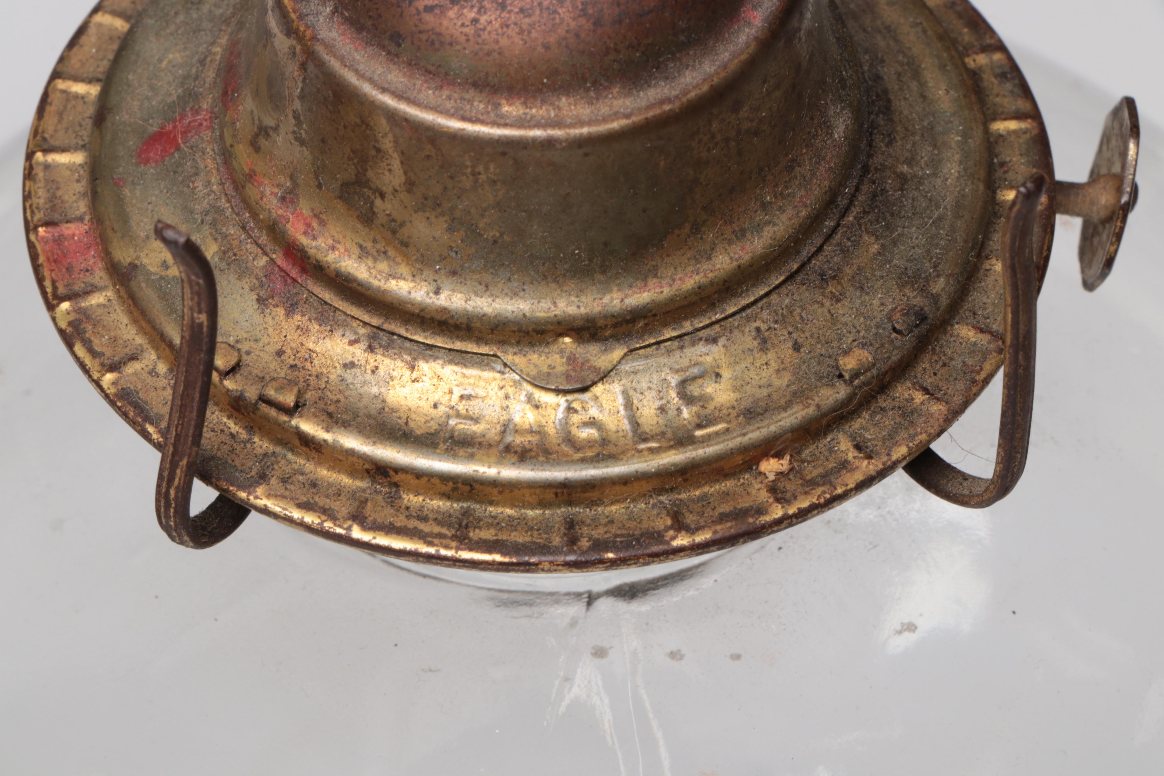 Pressed Glass Oil Lamps and Forged Metal Double Candle Stand