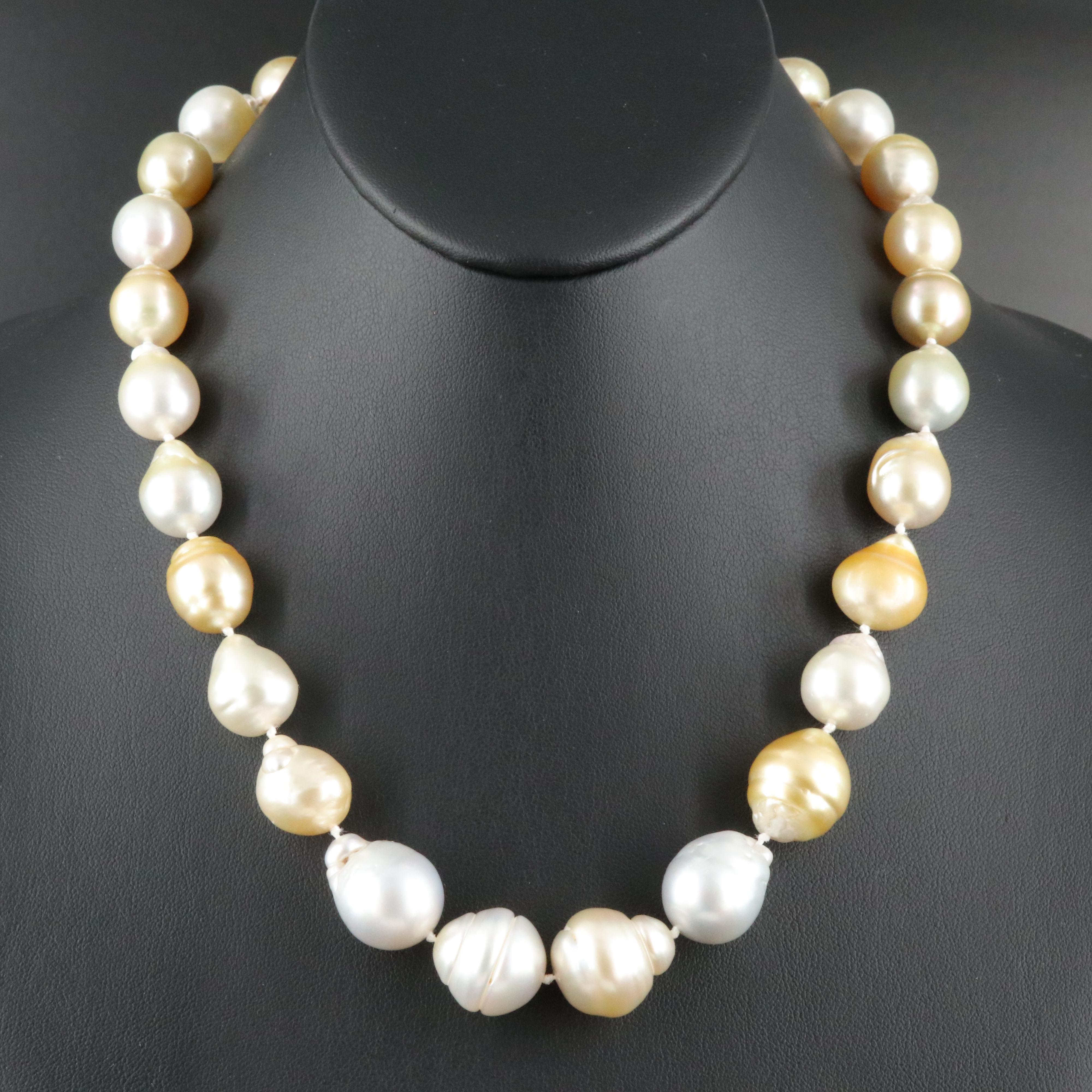 14K "South Sea" Pearl Necklace with GIA Report and Diamond Clasp